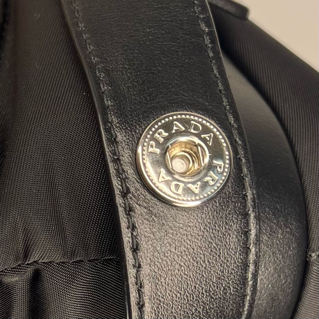 Prada Nylon Crossbody Bag with Flap Closure – Black