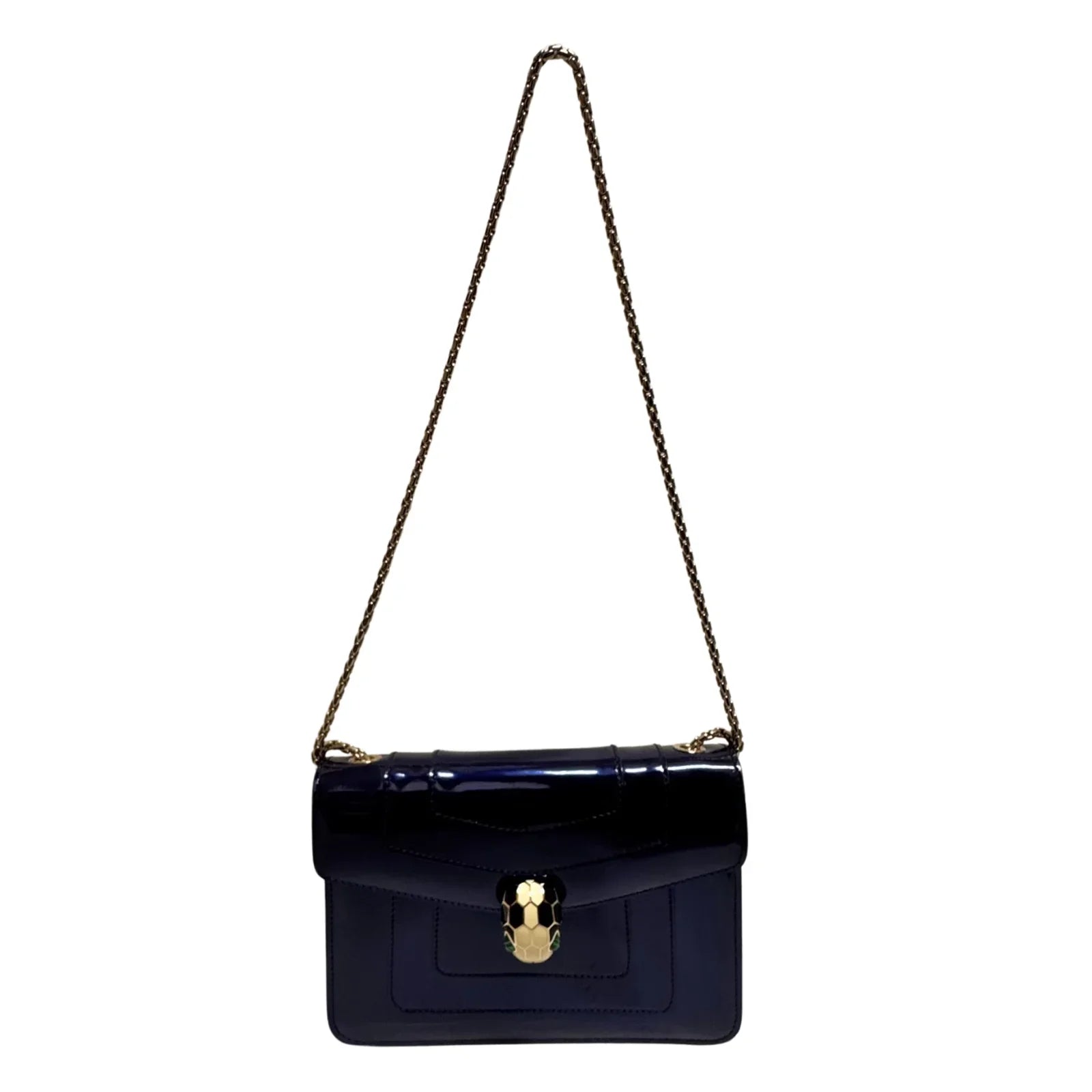 Bvlgari Serpenti patent leather handbag Blue