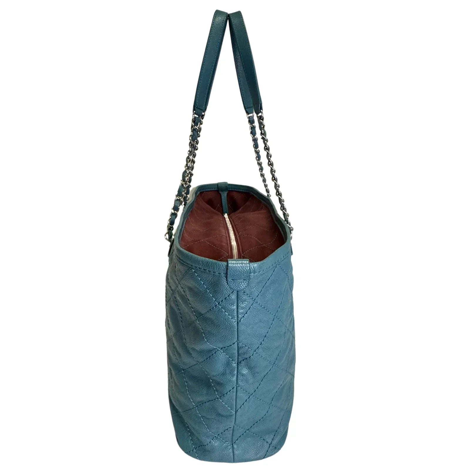 Chanel Everyday Grained Calfskin Quilted Bag Teal Blue