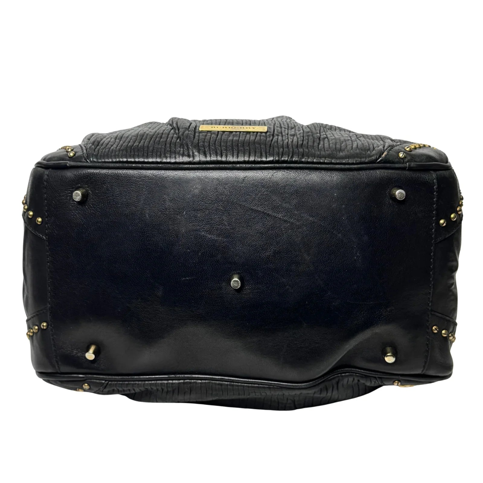 Burberry Black Studded Plissé Lambskin Leather Tote Bag - Lost Designer