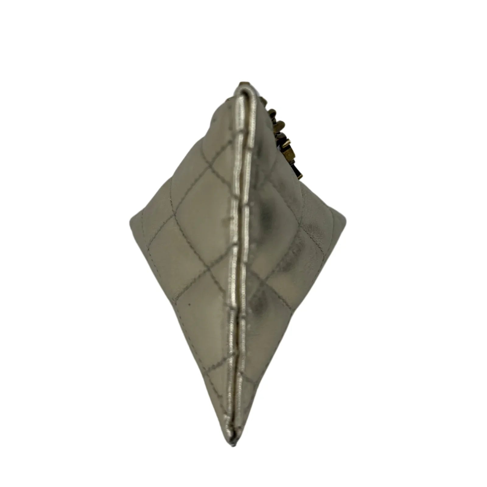YSL Yves Saint Laurent Metallic Calfskin Berlingo Bag Charm Platino