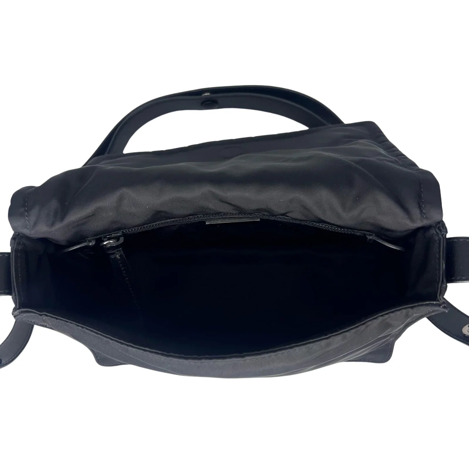 Prada Nylon Crossbody Bag with Flap Closure – Black