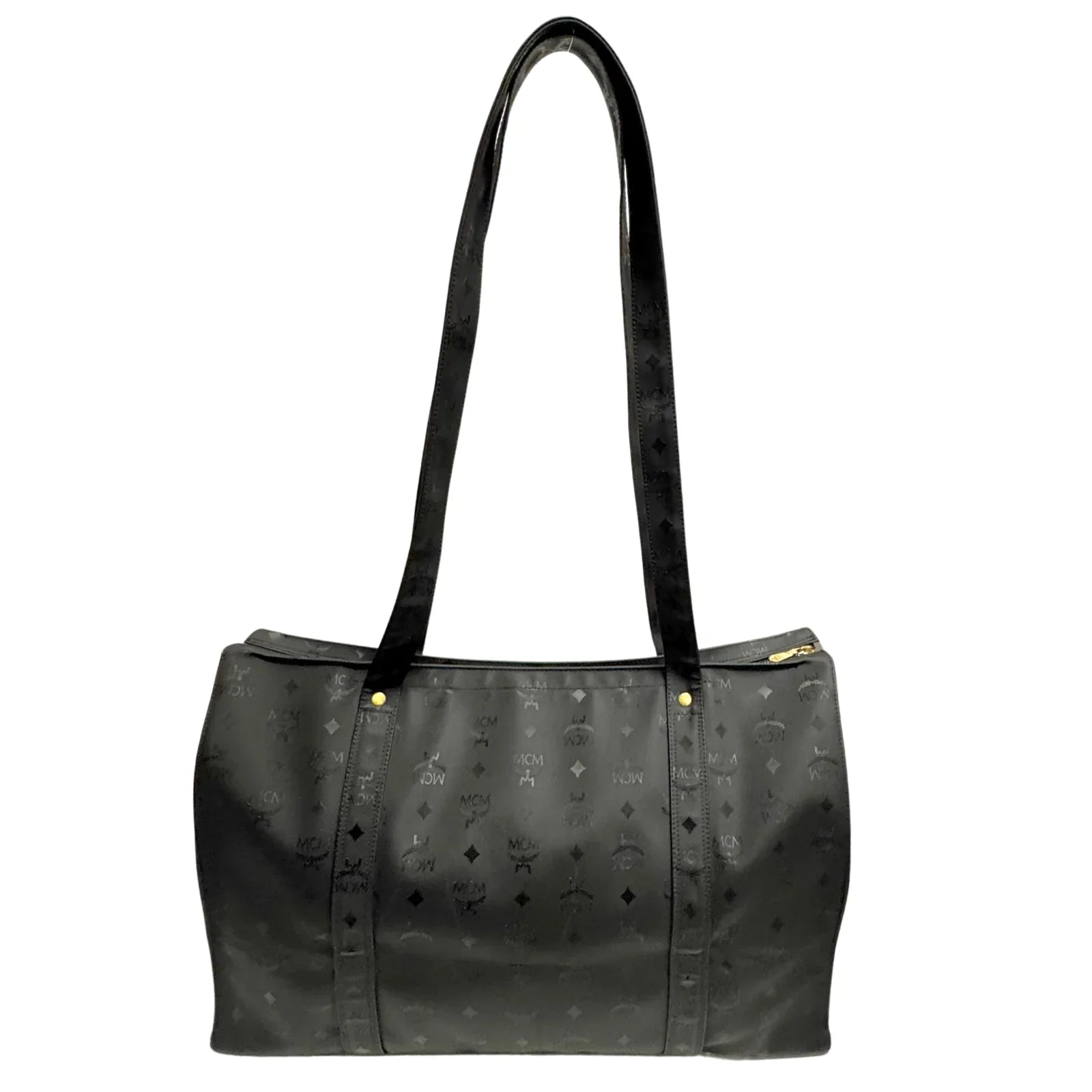 MCM Large Visetos Nylon Tote Bag Black
