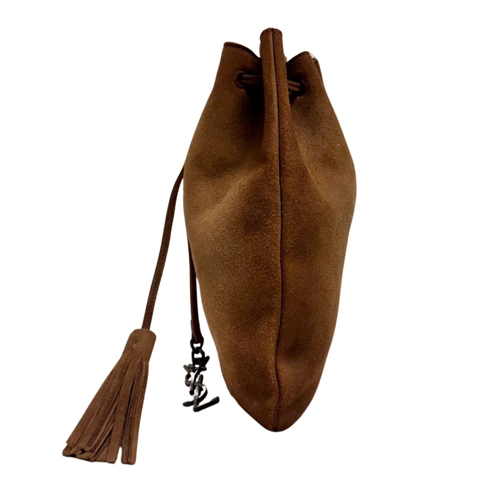 Yves Saint Laurent Jen Flat Bucket Leather Bag Camel