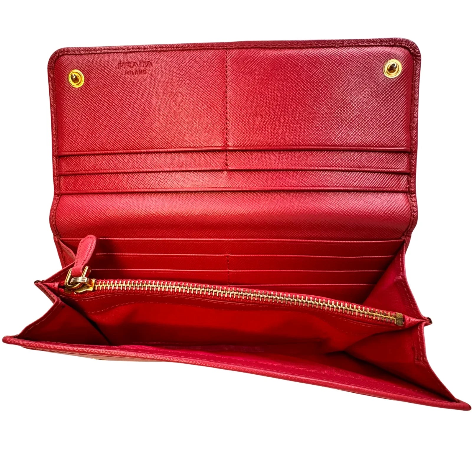 Prada Vitello Daino Continental Flap Wallet in Pink