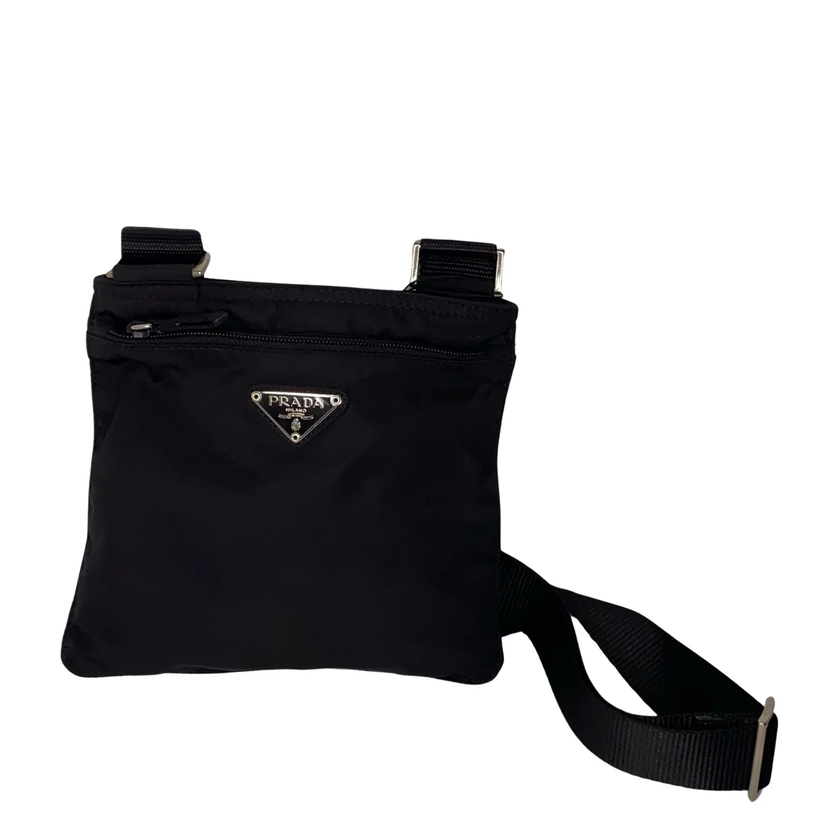 Prada Black Nylon Crossbody Messenger Black Bag