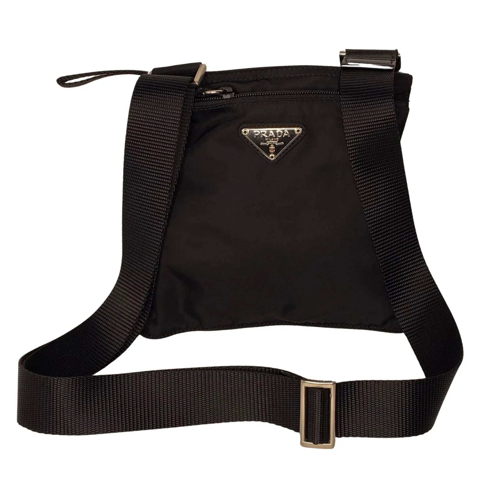 Prada Black Nylon Crossbody Messenger Black Bag