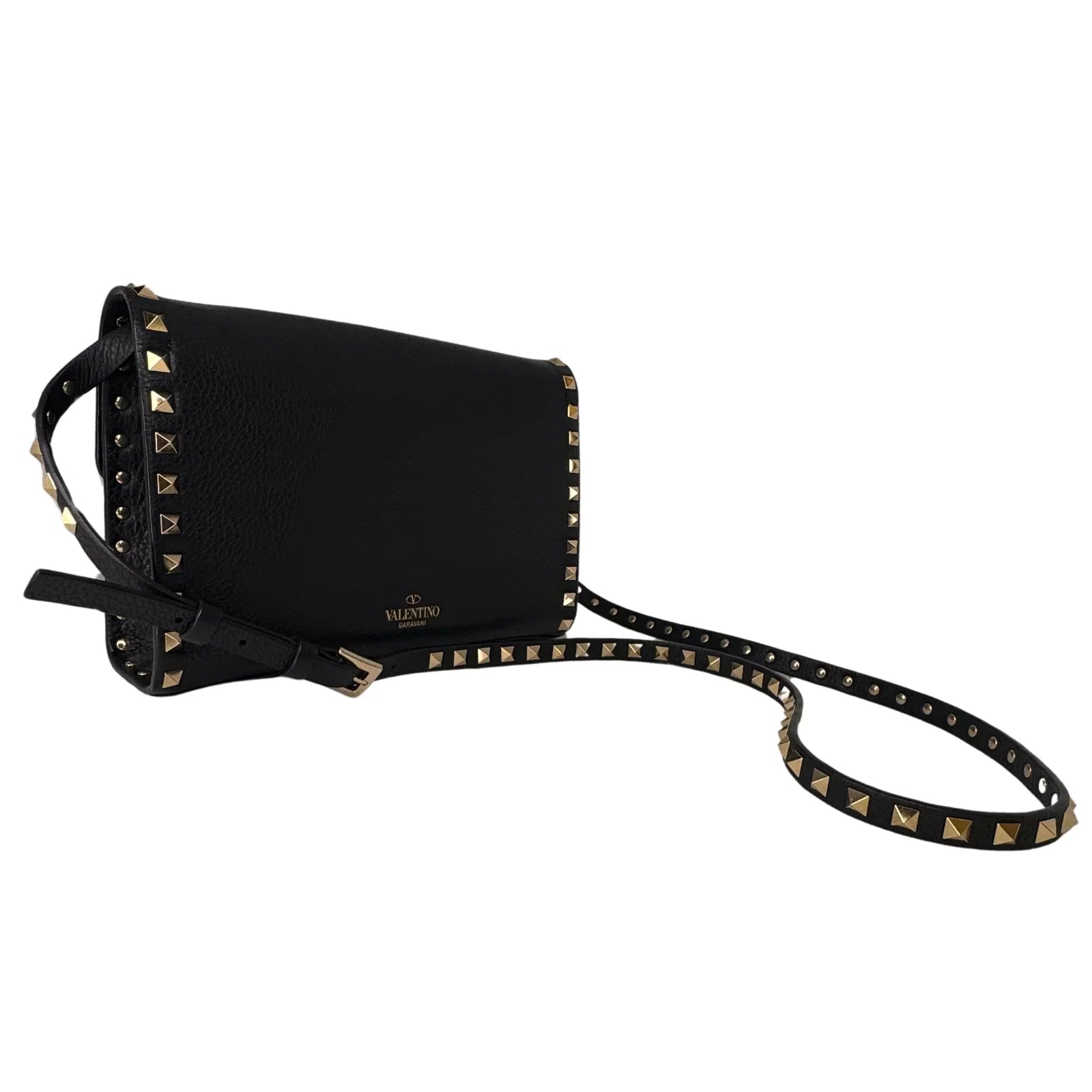 Valentino Garavani Rockstud Flip Lock Crossbody Bag – Black - Lost Designer