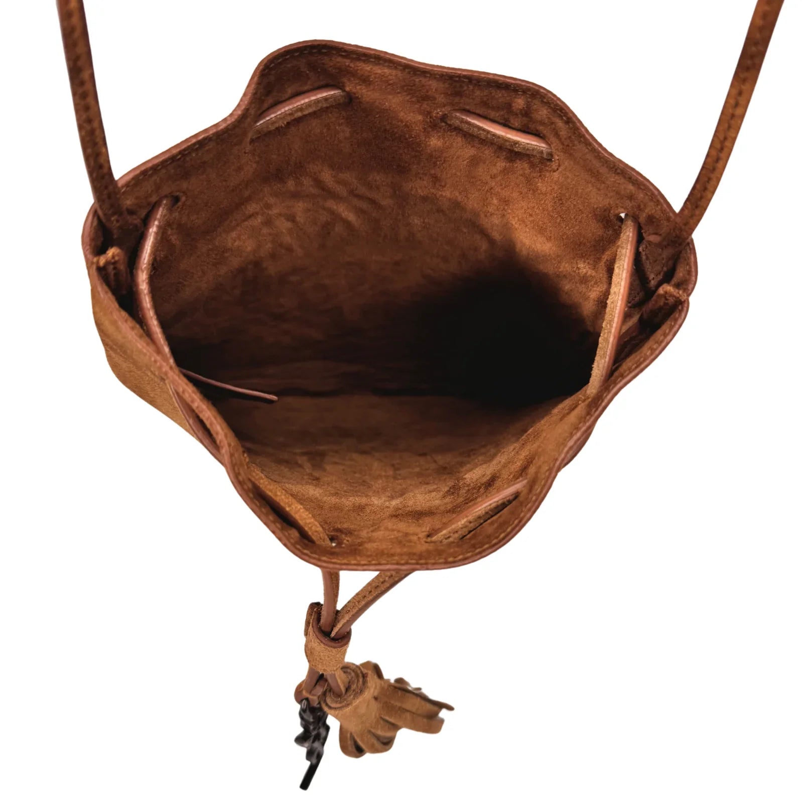 Yves Saint Laurent Jen Flat Bucket Leather Bag Camel