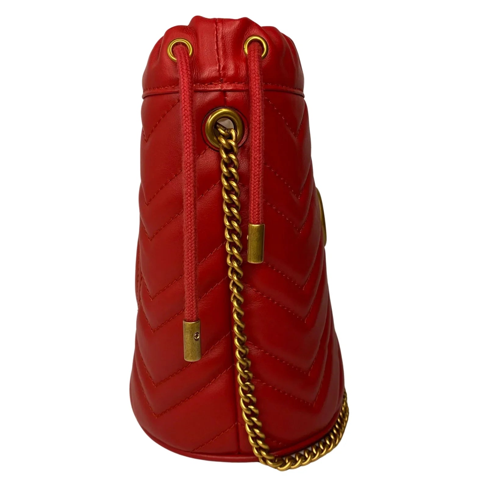 Gucci Calfskin Matelassé Mini GG Marmont Bucket Bag – Hibiscus Red