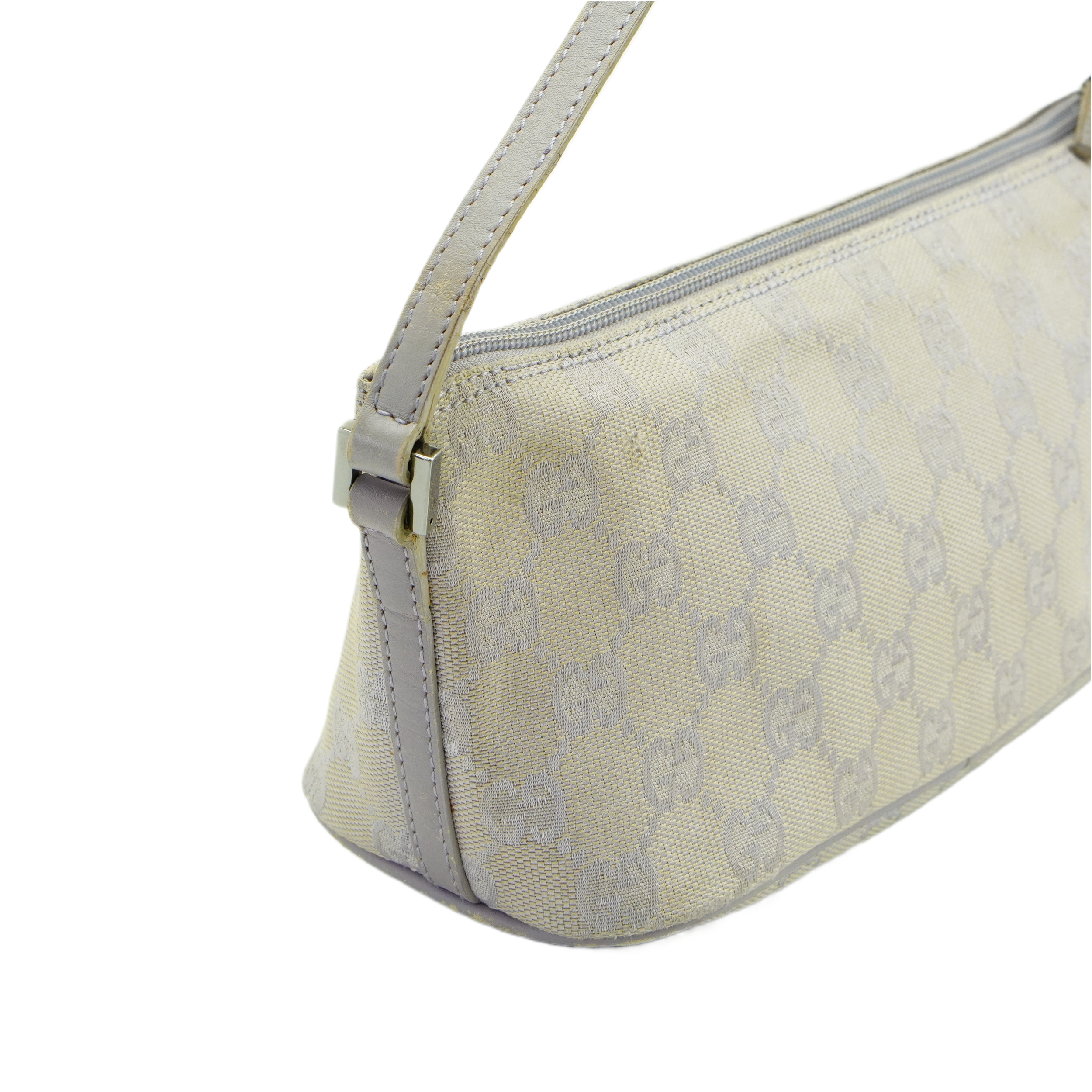 Gucci Grey GG Monogram Boat Pochette Bag