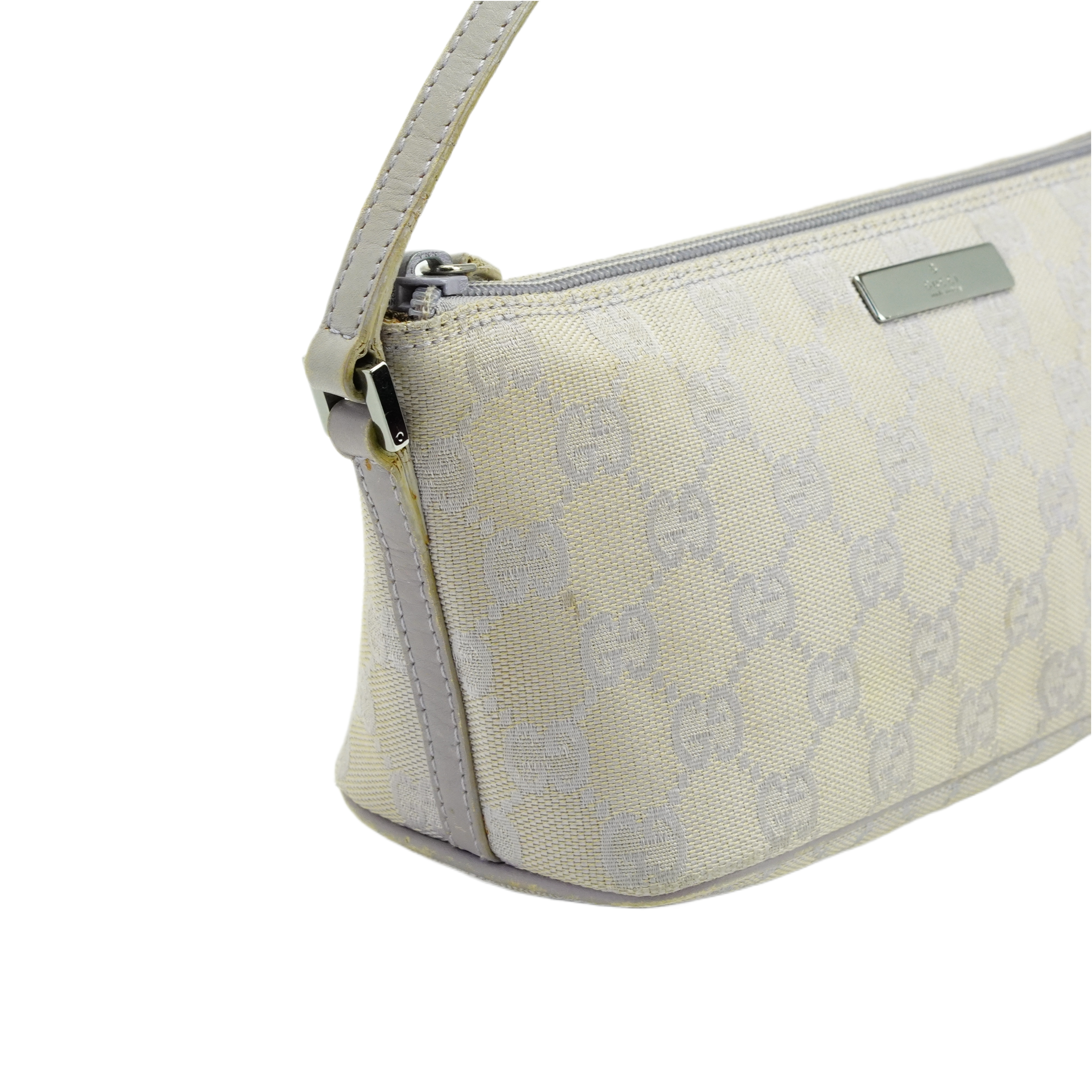 Gucci Grey GG Monogram Boat Pochette Bag