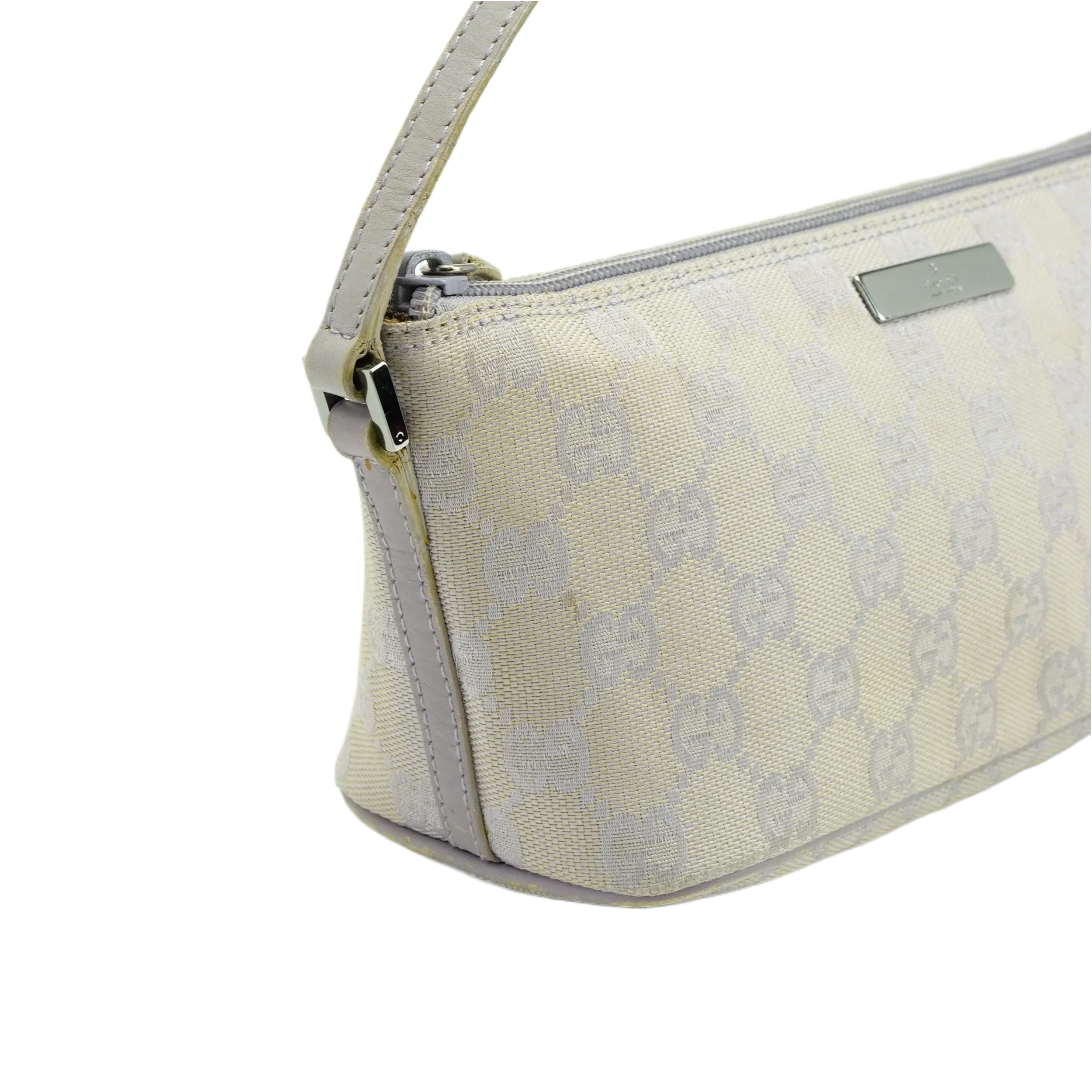 Gucci Grey GG Monogram Boat Pochette Bag