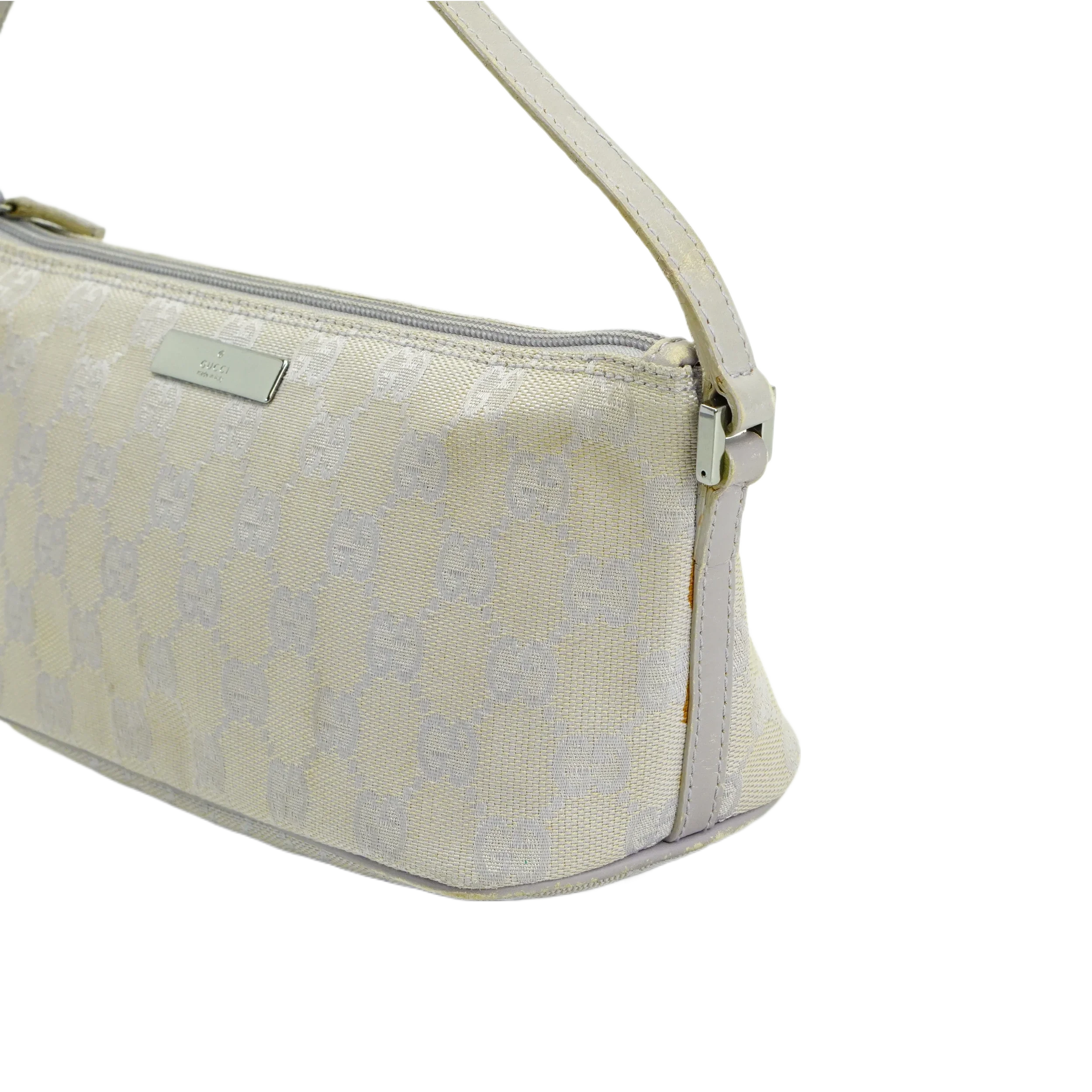 Gucci Grey GG Monogram Boat Pochette Bag