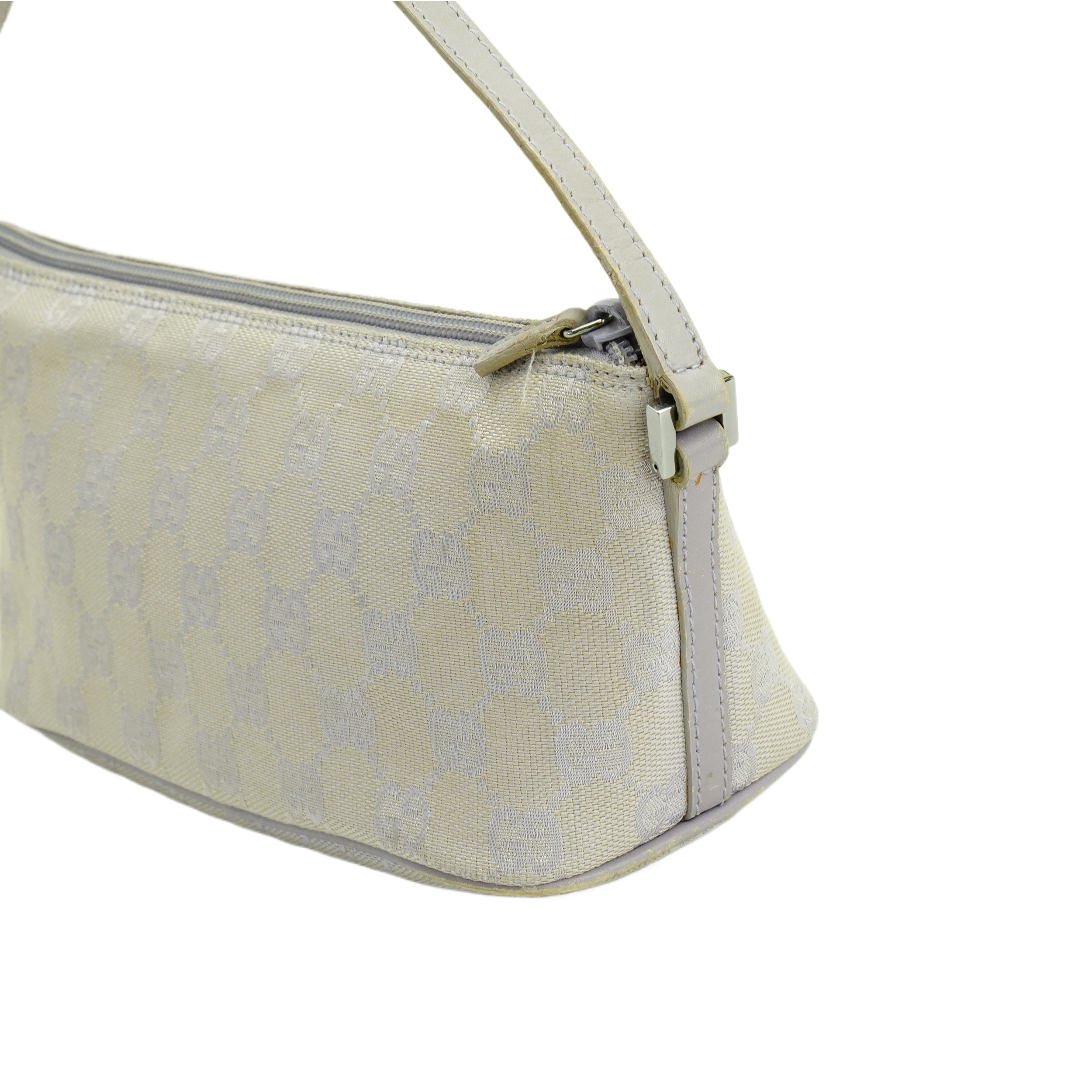 Gucci Grey GG Monogram Boat Pochette Bag