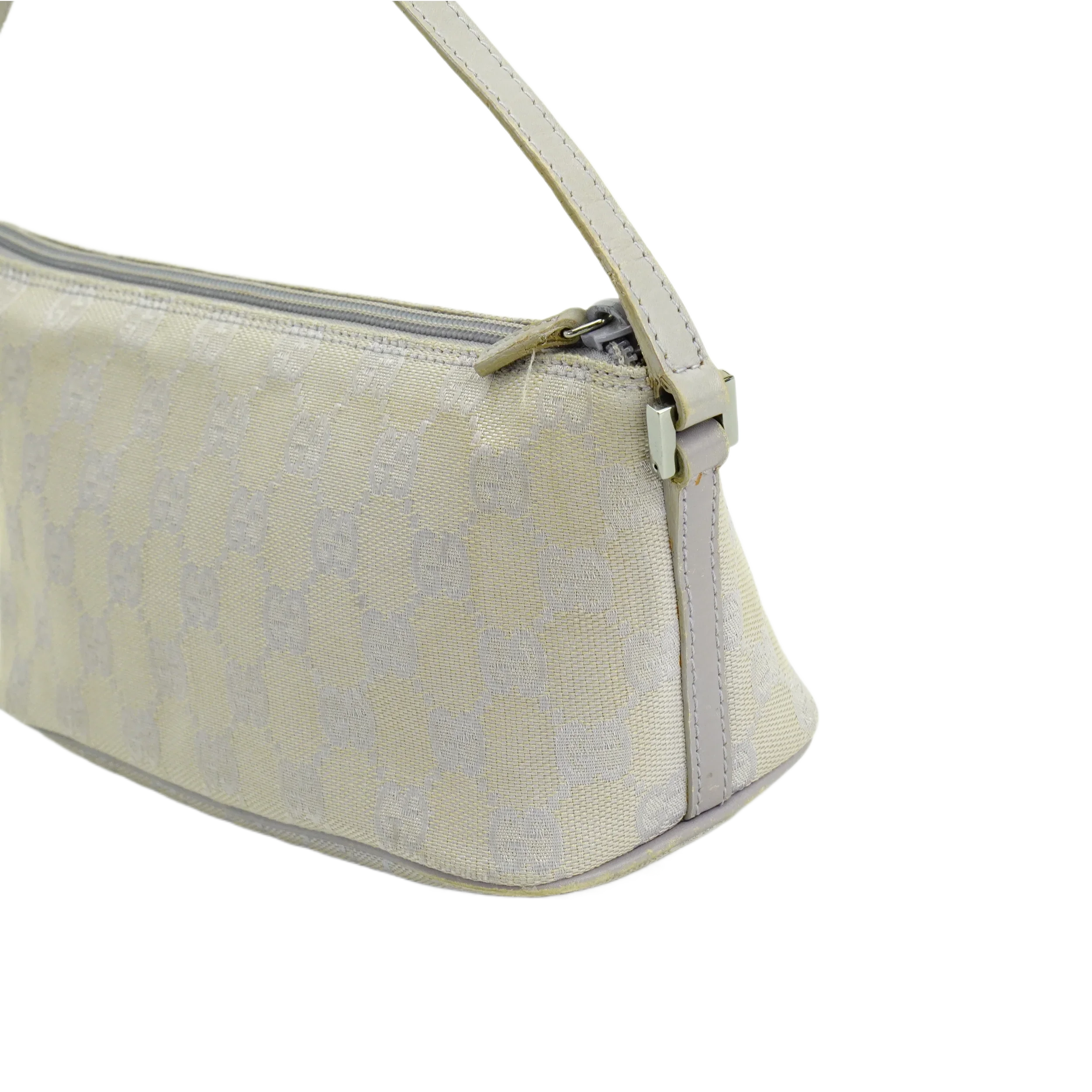Gucci Grey GG Monogram Boat Pochette Bag