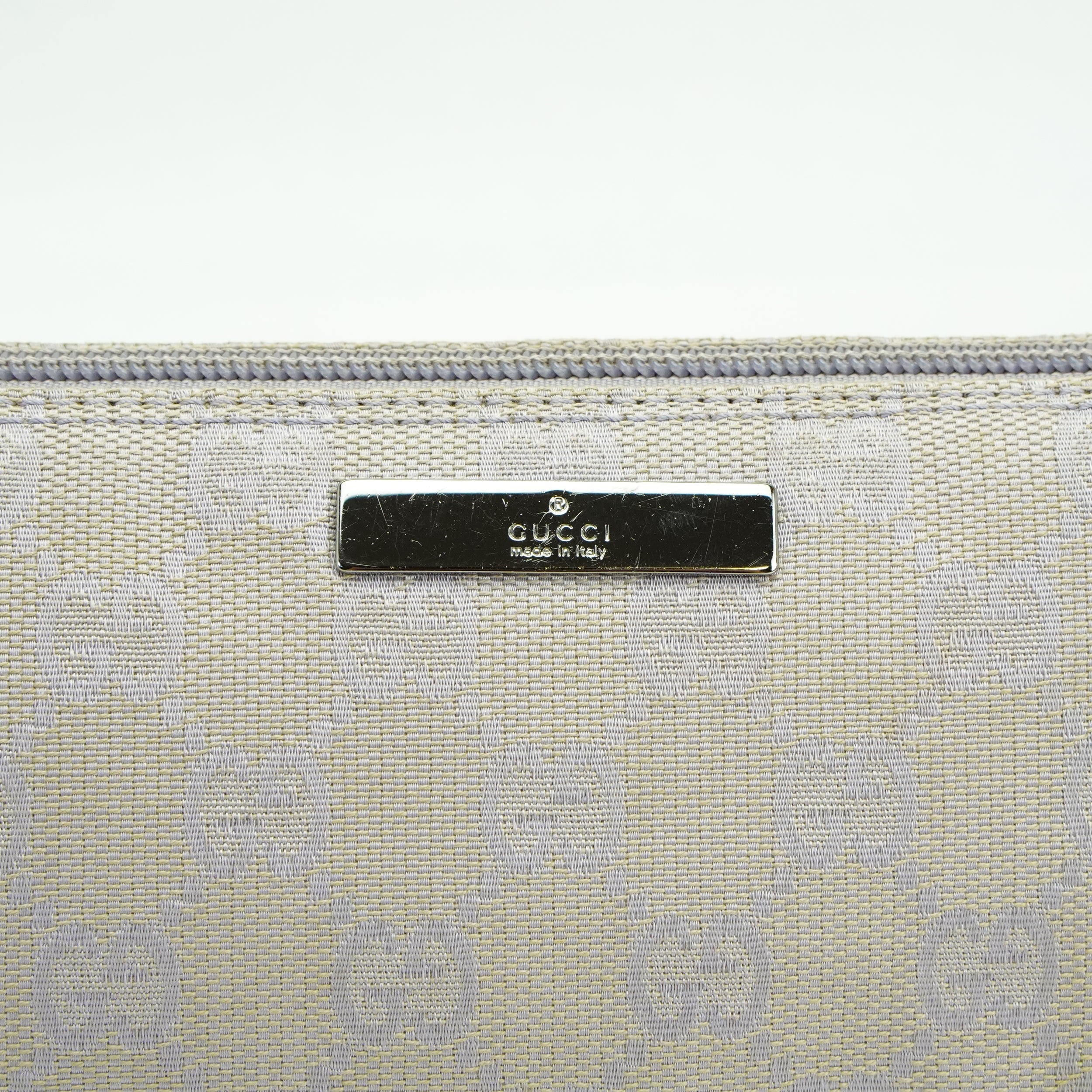 Gucci Grey GG Monogram Boat Pochette Bag