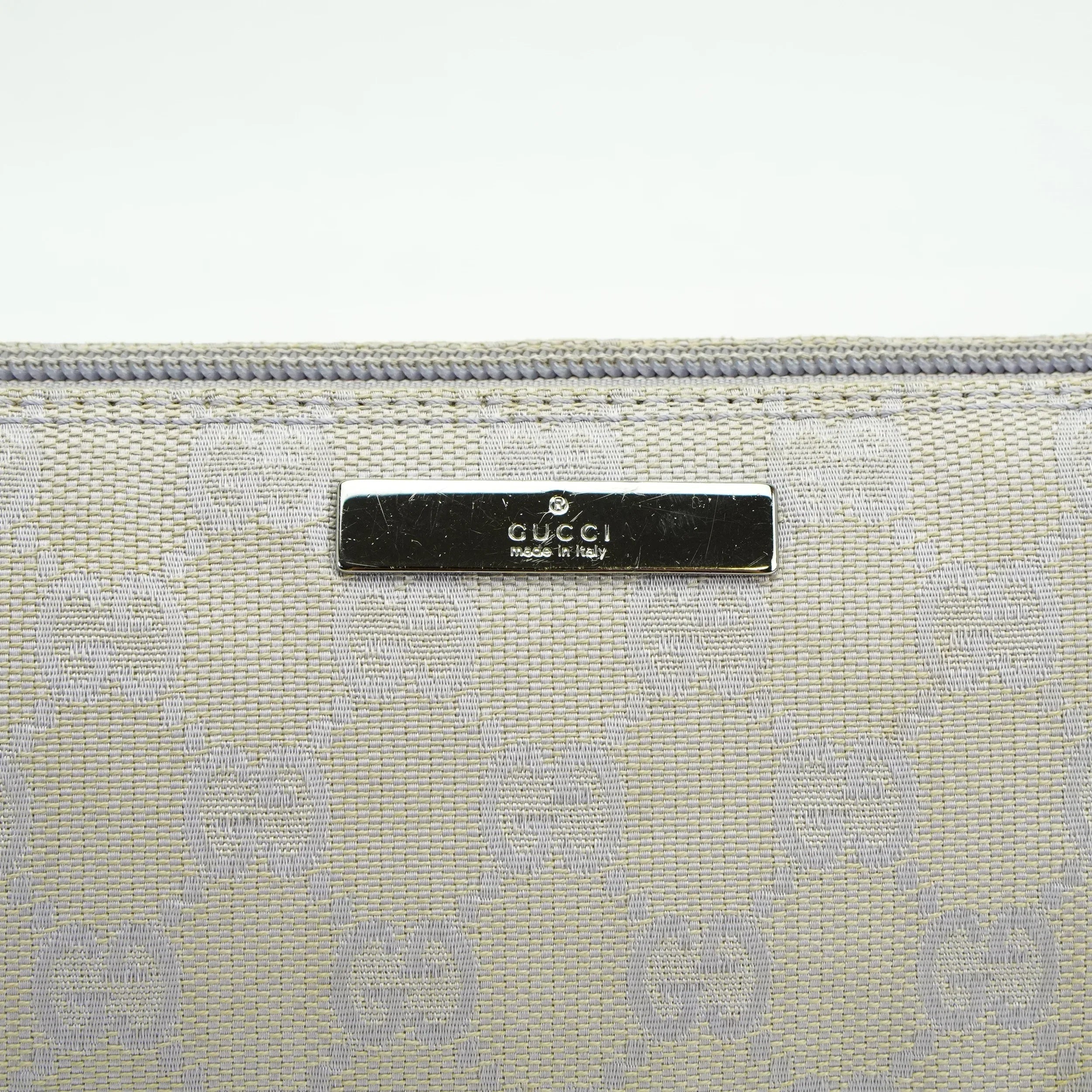 Gucci Grey GG Monogram Boat Pochette Bag