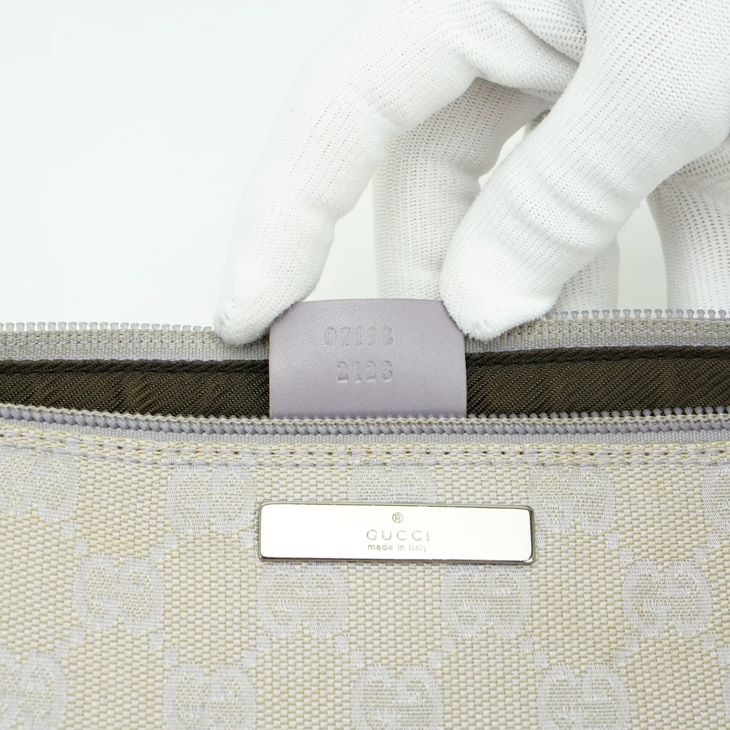Gucci Grey GG Monogram Boat Pochette Bag