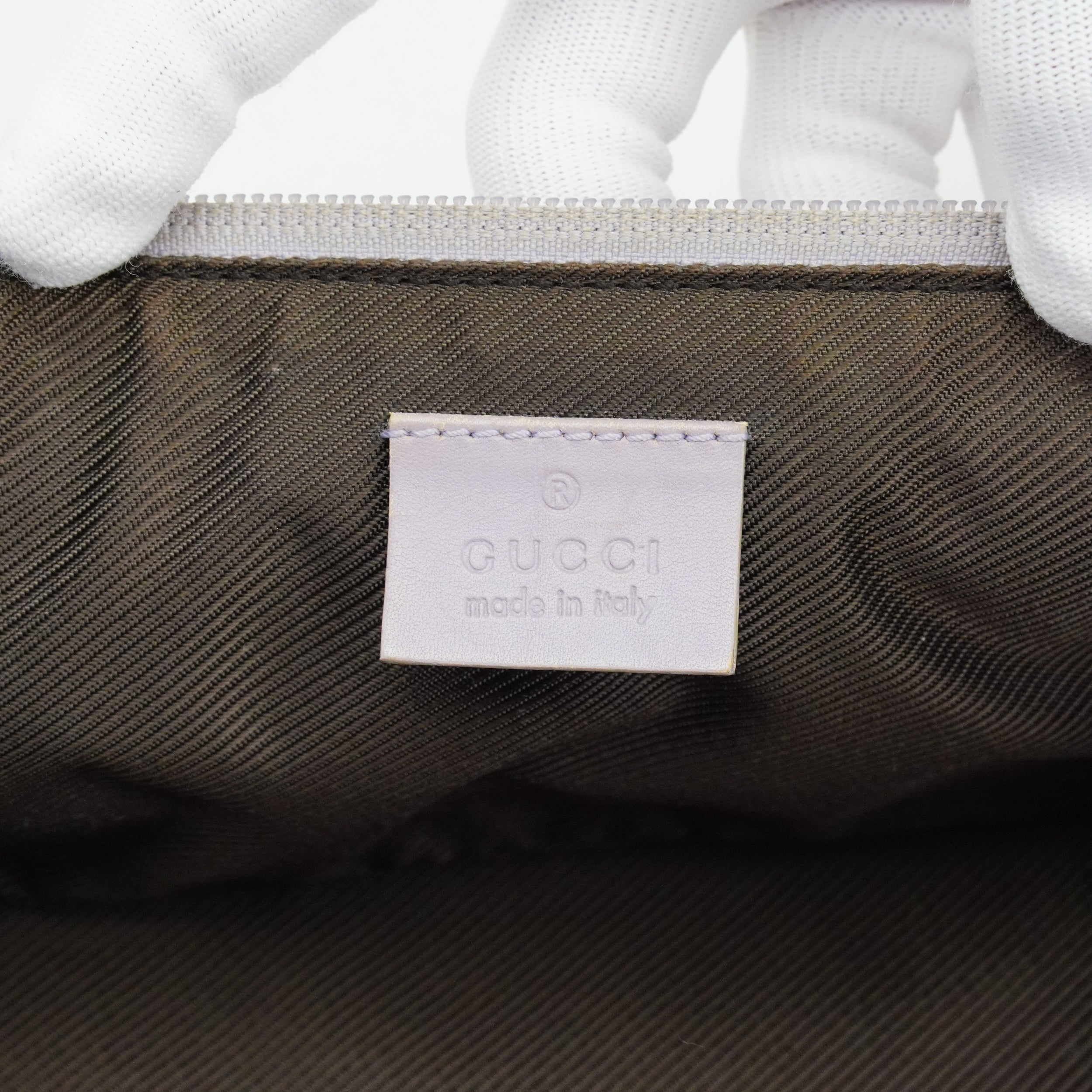 Gucci Grey GG Monogram Boat Pochette Bag