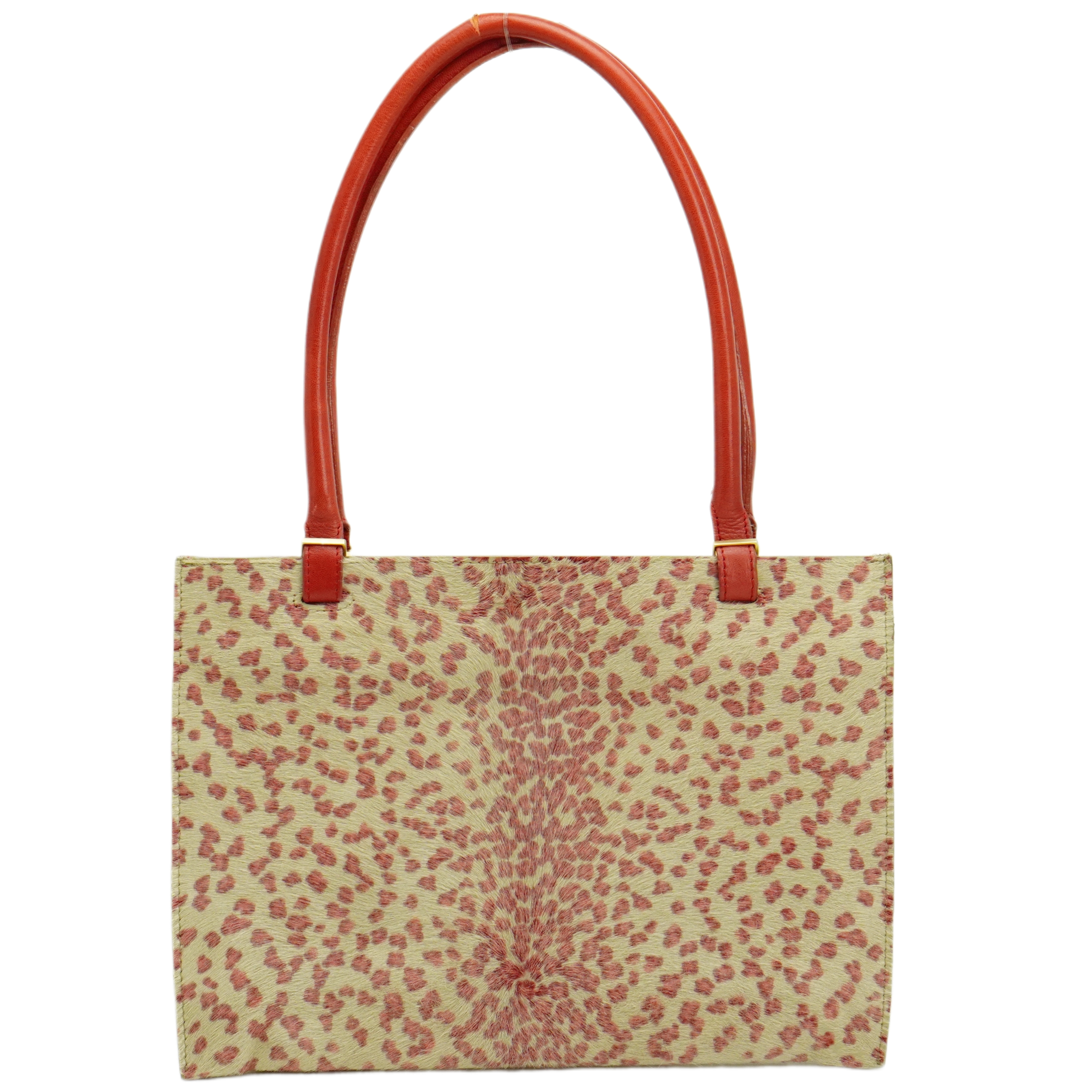Bottega Veneta Biege & Red Cheetah Cowhide Print Handbag