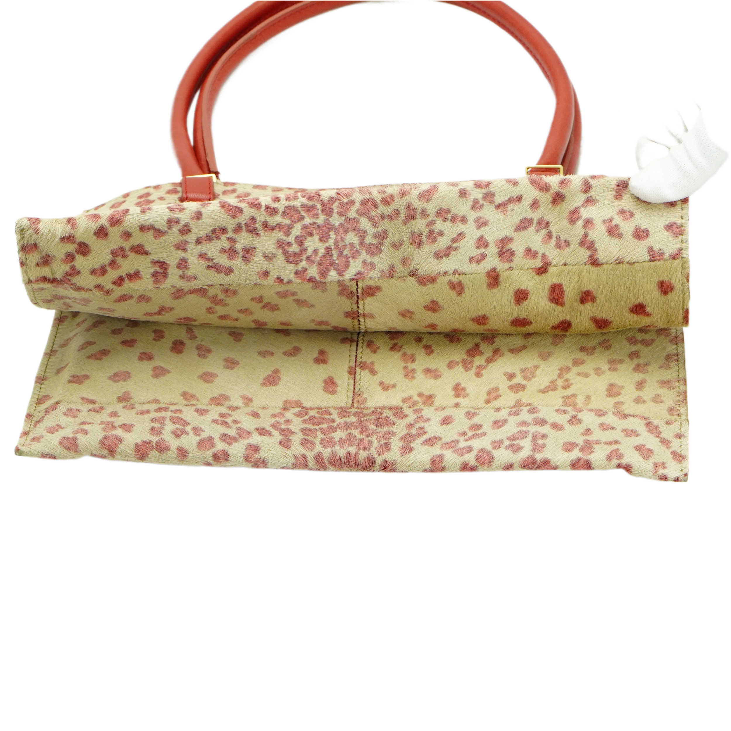 Bottega Veneta Biege & Red Cheetah Cowhide Print Handbag