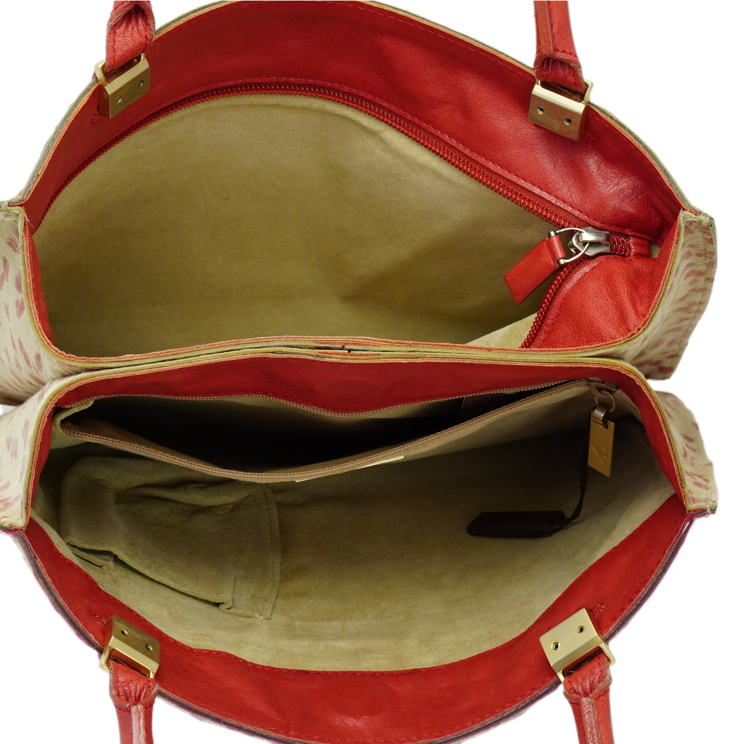 Bottega Veneta Biege & Red Cheetah Cowhide Print Handbag