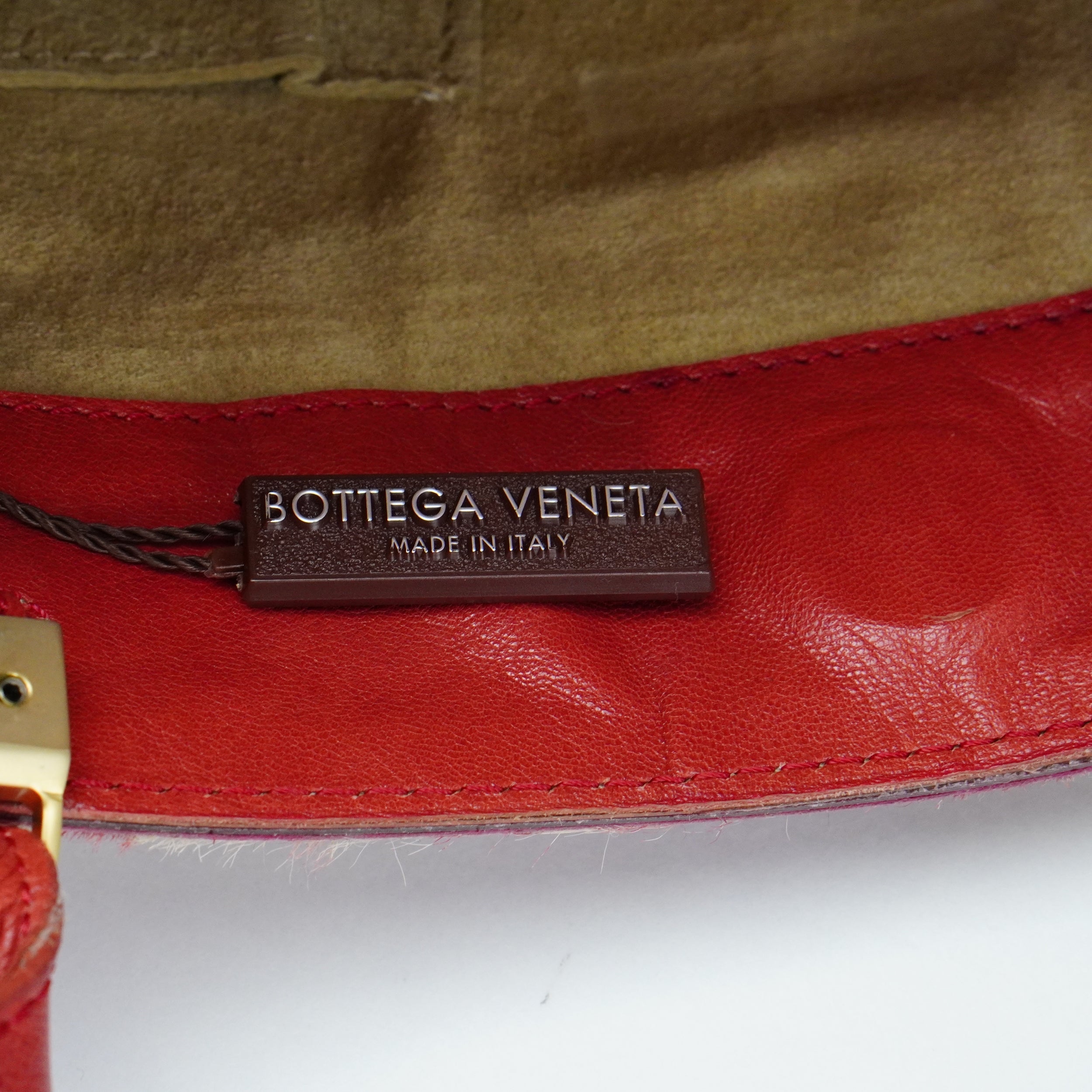 Bottega Veneta Biege & Red Cheetah Cowhide Print Handbag