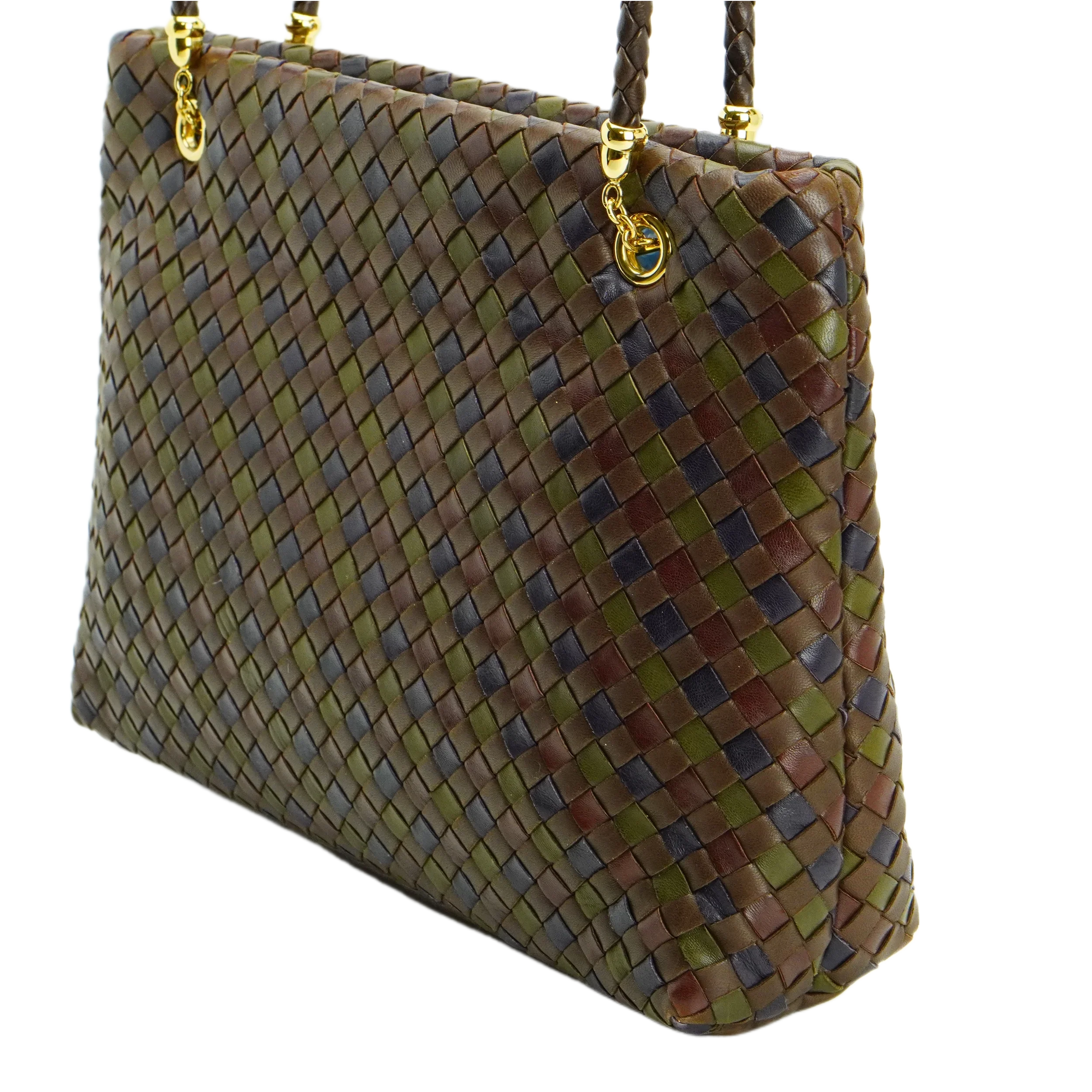 Bottega Veneta Multicoloured Khaki Leather Handbag