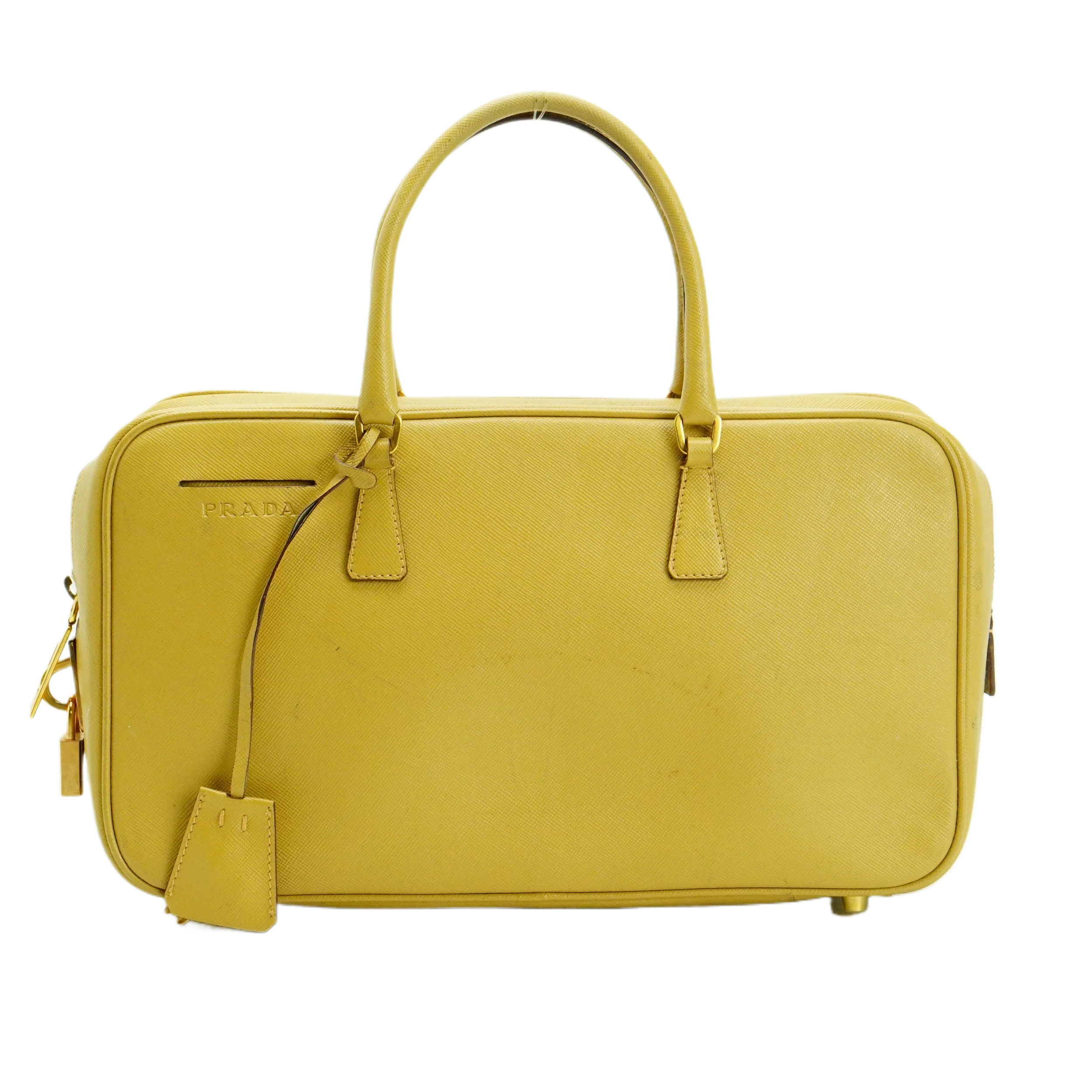 Prada Saffiano Leather Mustard Yellow Handbag