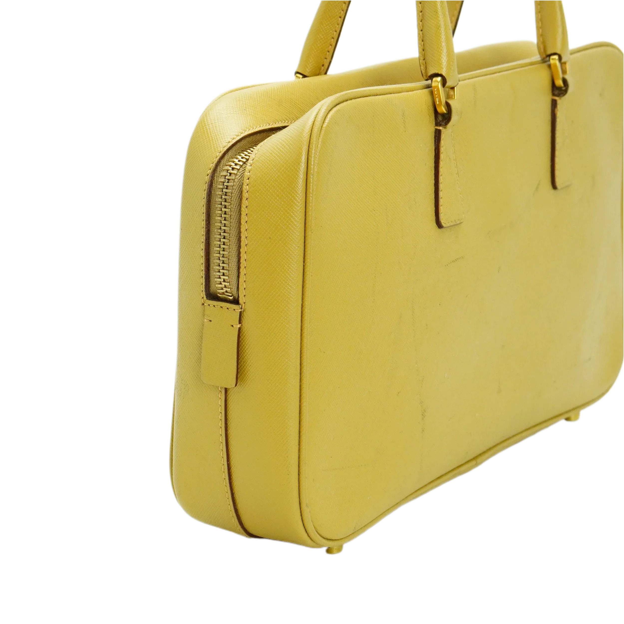 Prada Saffiano Leather Mustard Yellow Handbag