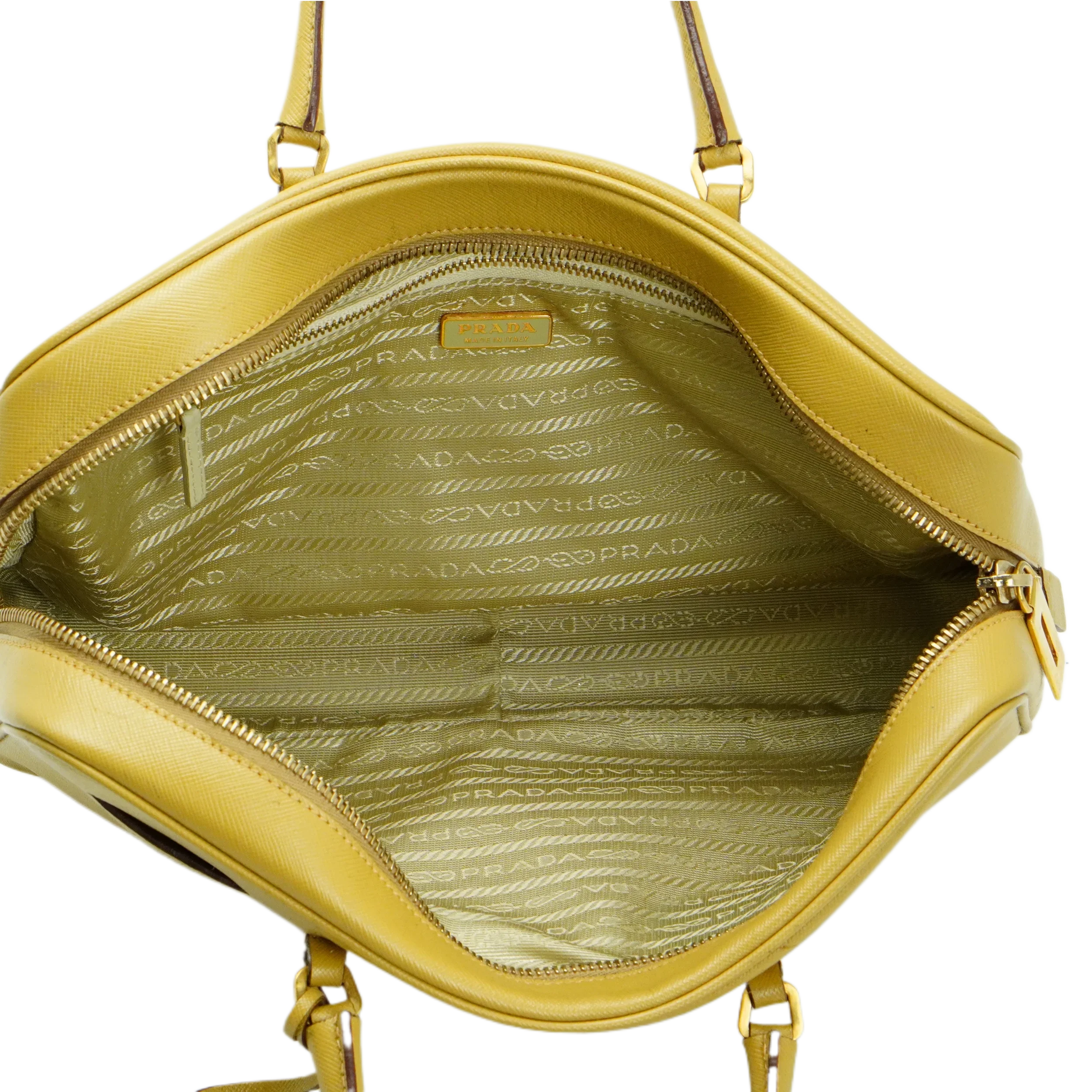 Prada Saffiano Leather Mustard Yellow Handbag