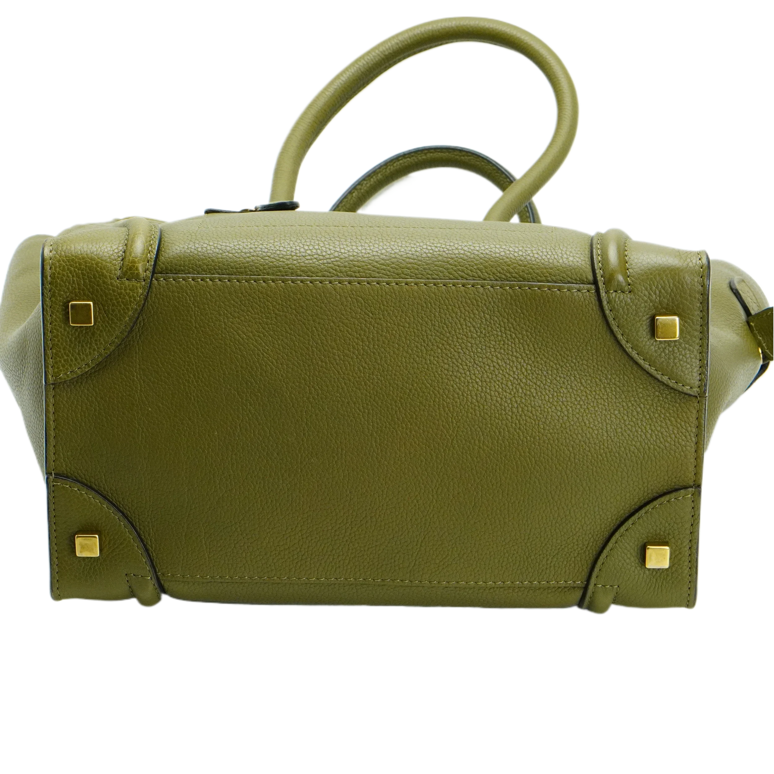 Celine Olive Green Calfskin Mini Luggage Handbag