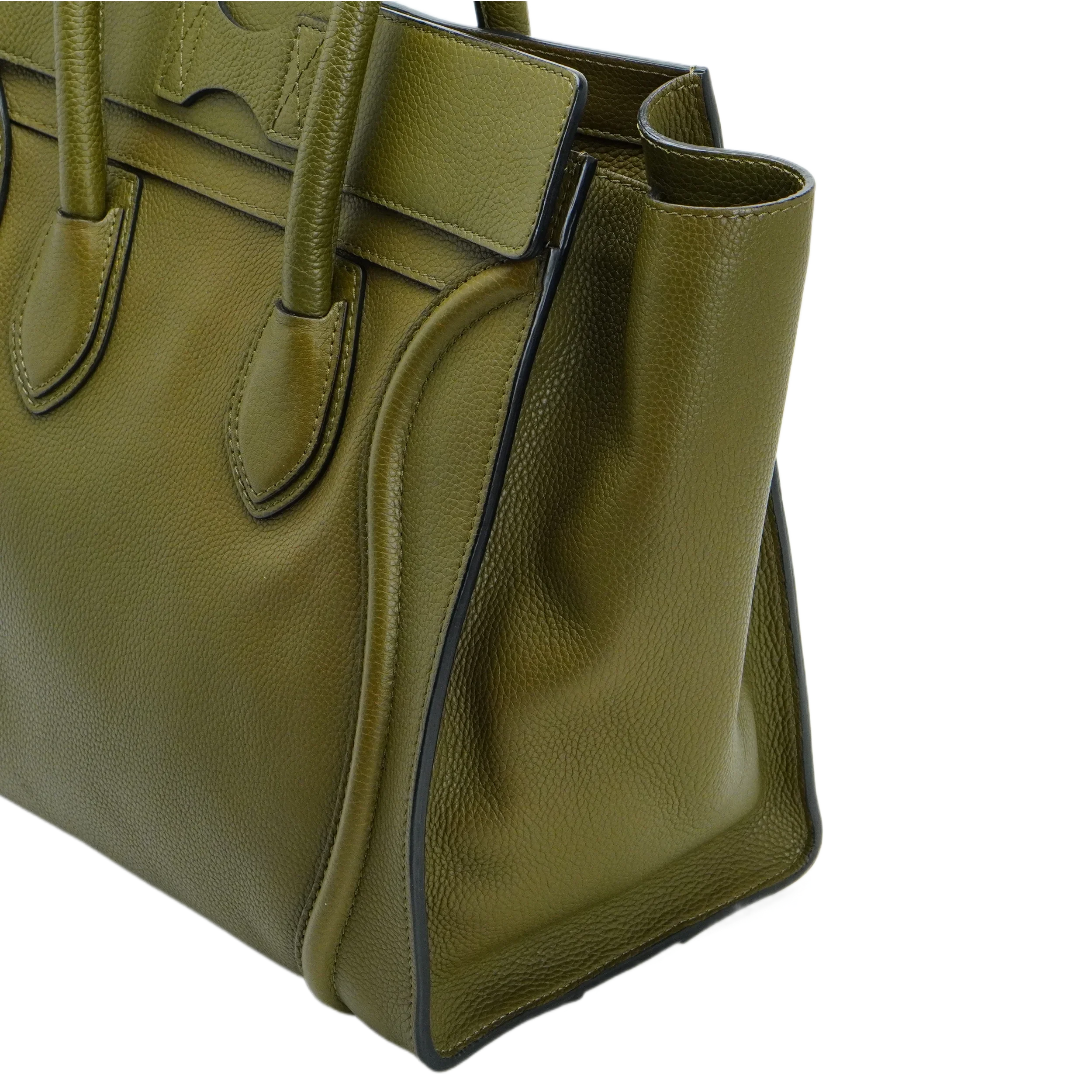 Celine Olive Green Calfskin Mini Luggage Handbag