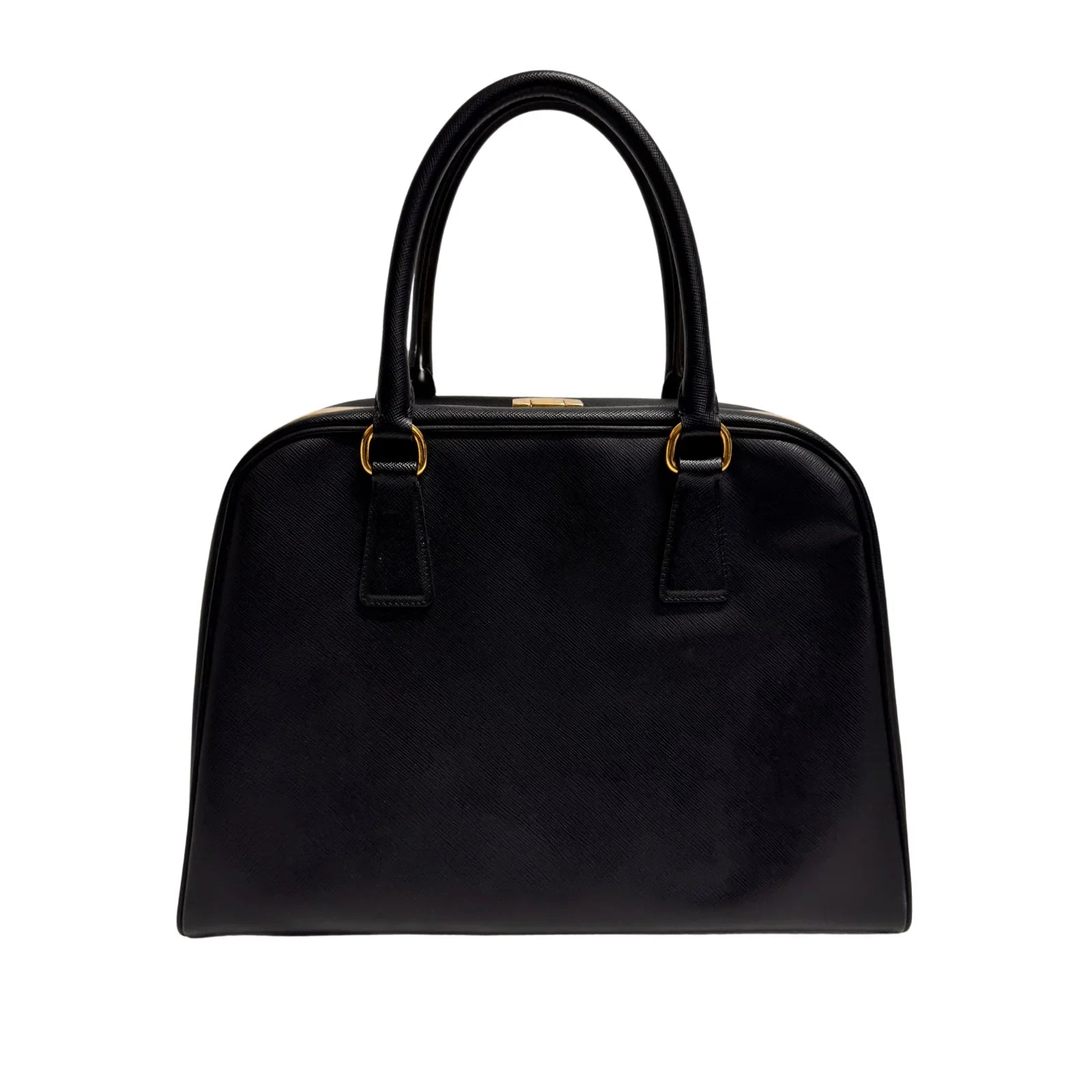 Pradaa Saffiano Lux Pyramid Bag Black