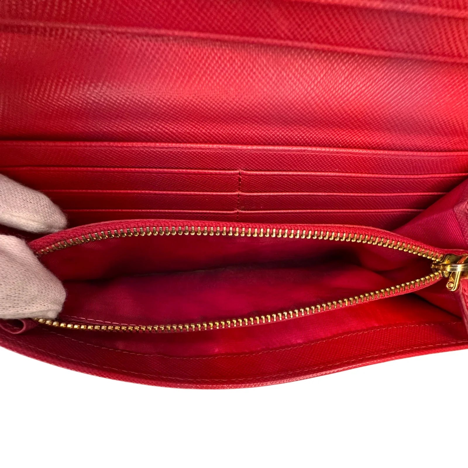 Prada Vitello Daino Continental Flap Wallet in Pink