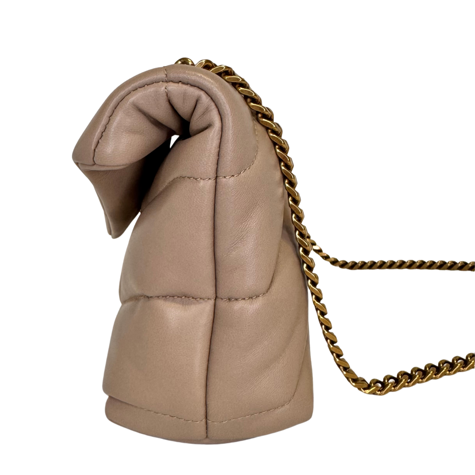 Saint Laurent Lambskin Toy Loulou Puffer Chain Bag – Dark Beige