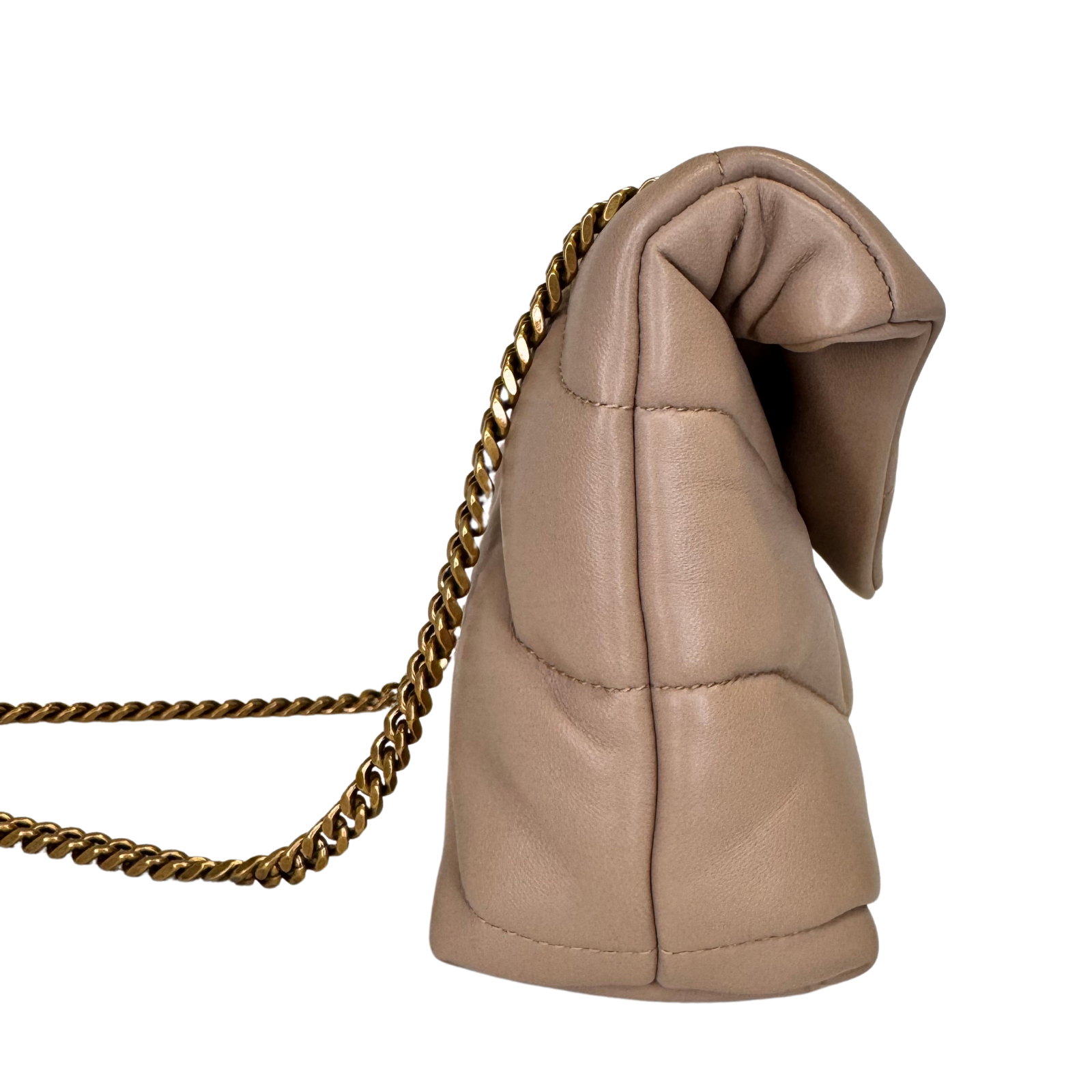 Saint Laurent Lambskin Toy Loulou Puffer Chain Bag – Dark Beige