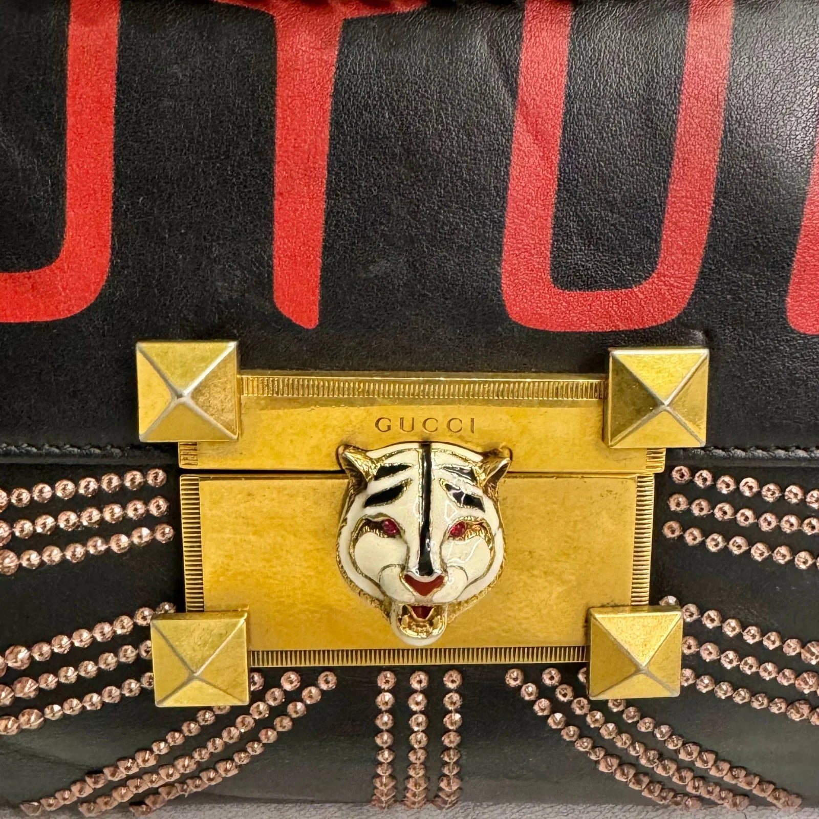 Gucci Osiride Future Embellished Leather Bag Black