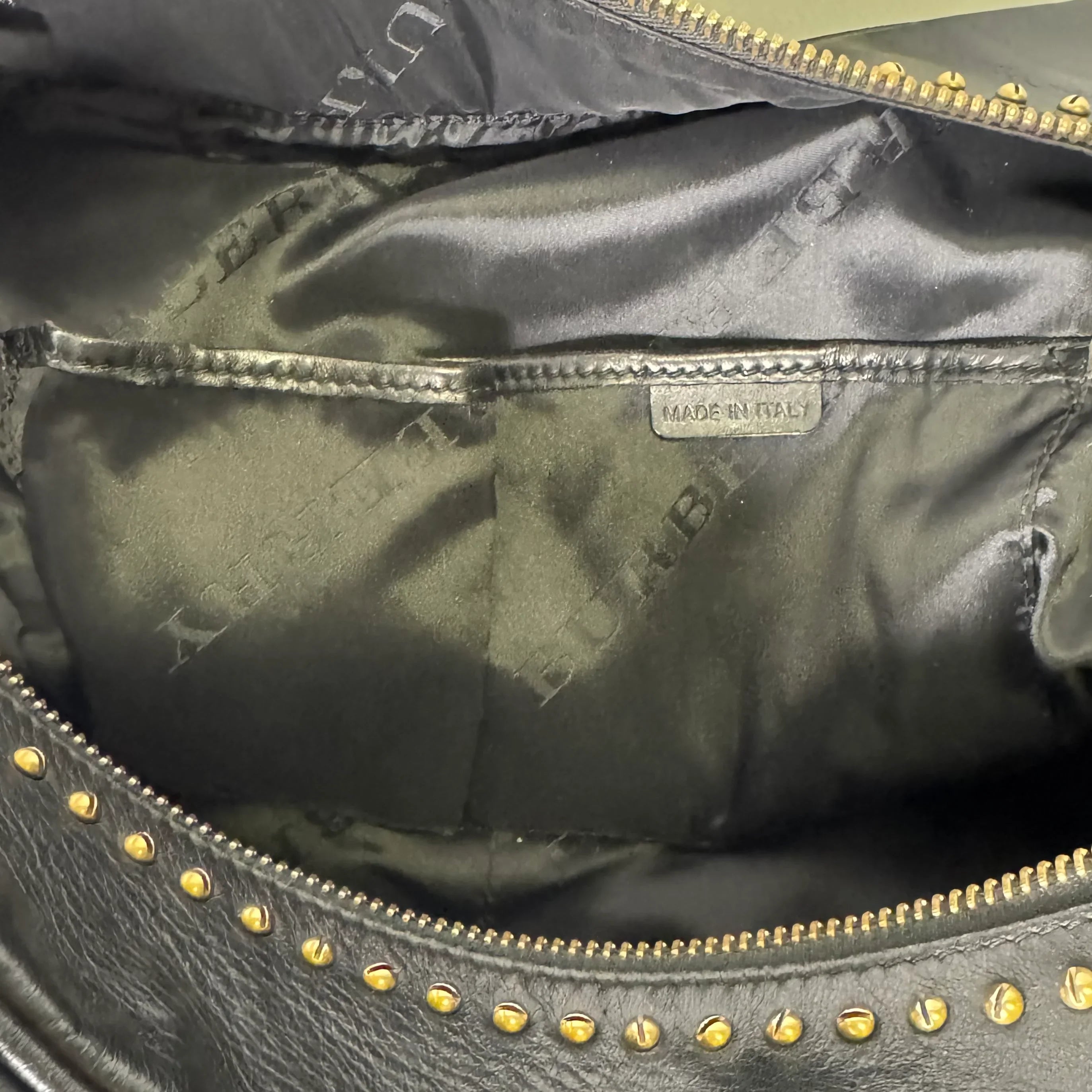 Burberry Black Studded Plissé Lambskin Leather Tote Bag - Lost Designer