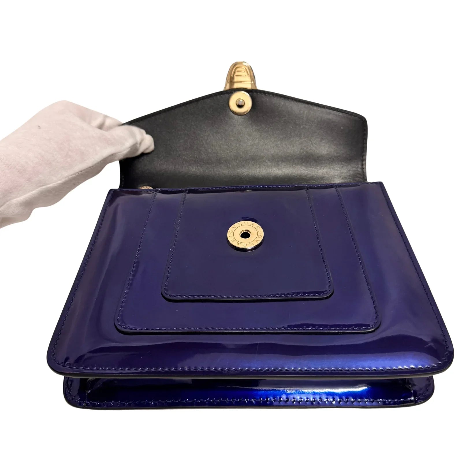 Bvlgari Serpenti patent leather handbag Blue