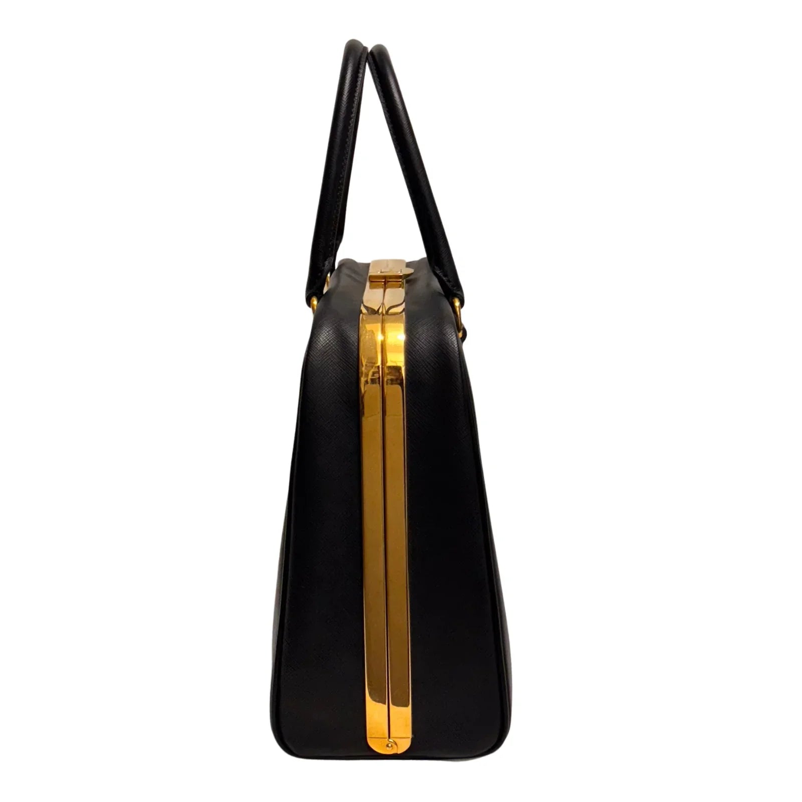 Pradaa Saffiano Lux Pyramid Bag Black