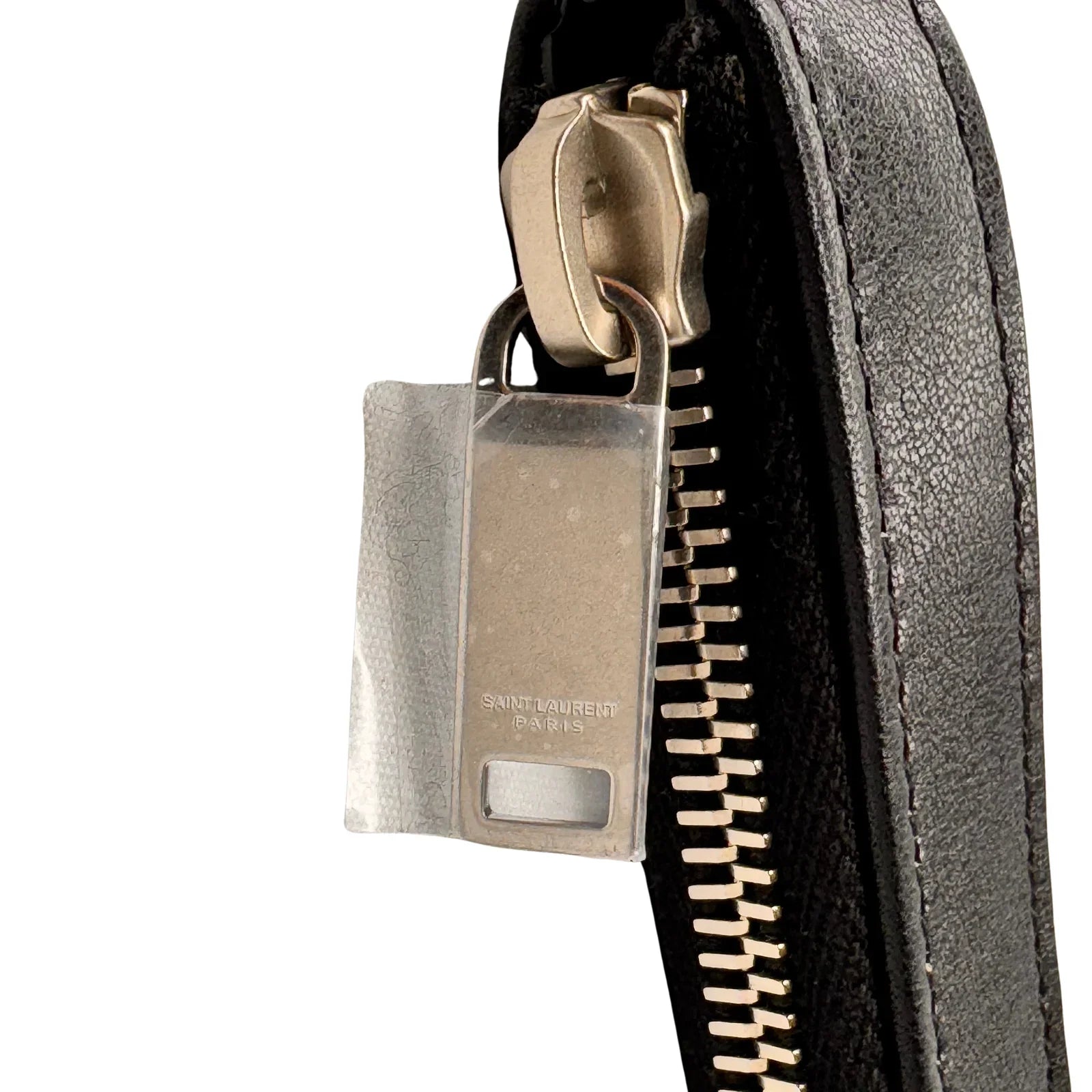 Saint Laurent Raffia Calfskin Rive Gauche Zipped Pouch