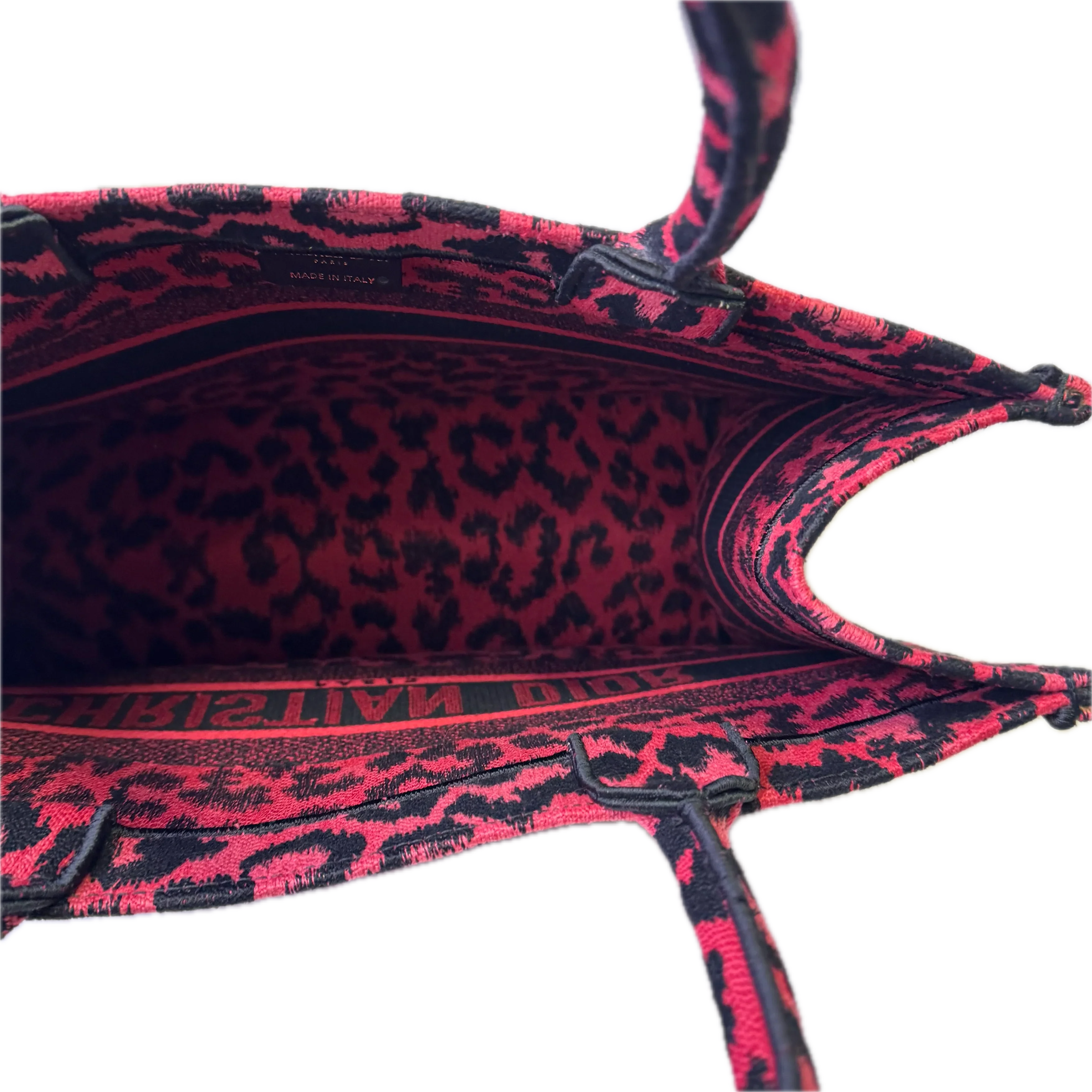 Dior Book Tote Medium Leopard Red - Lost Designer