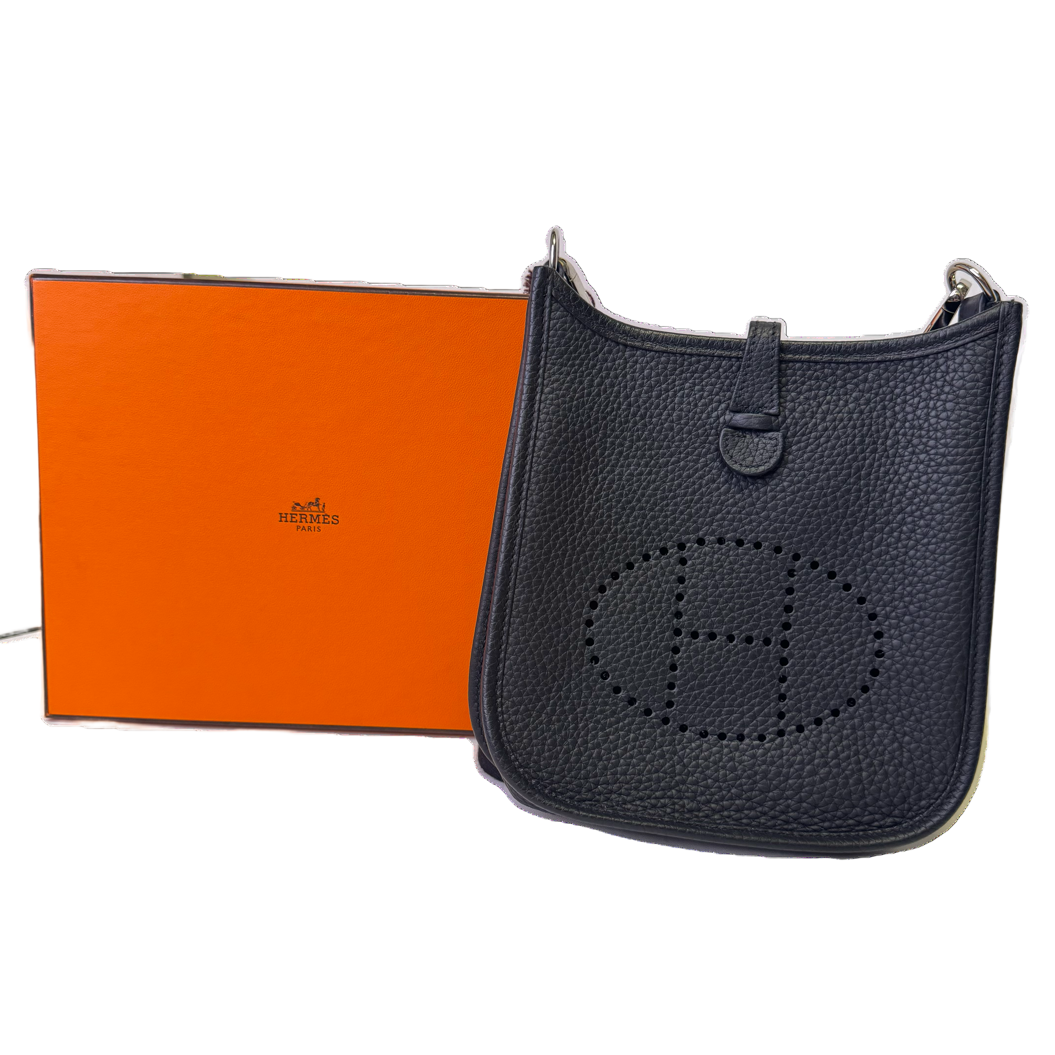 Hermes Evelyn Mini Crossbody Bag Clemence Leather Black