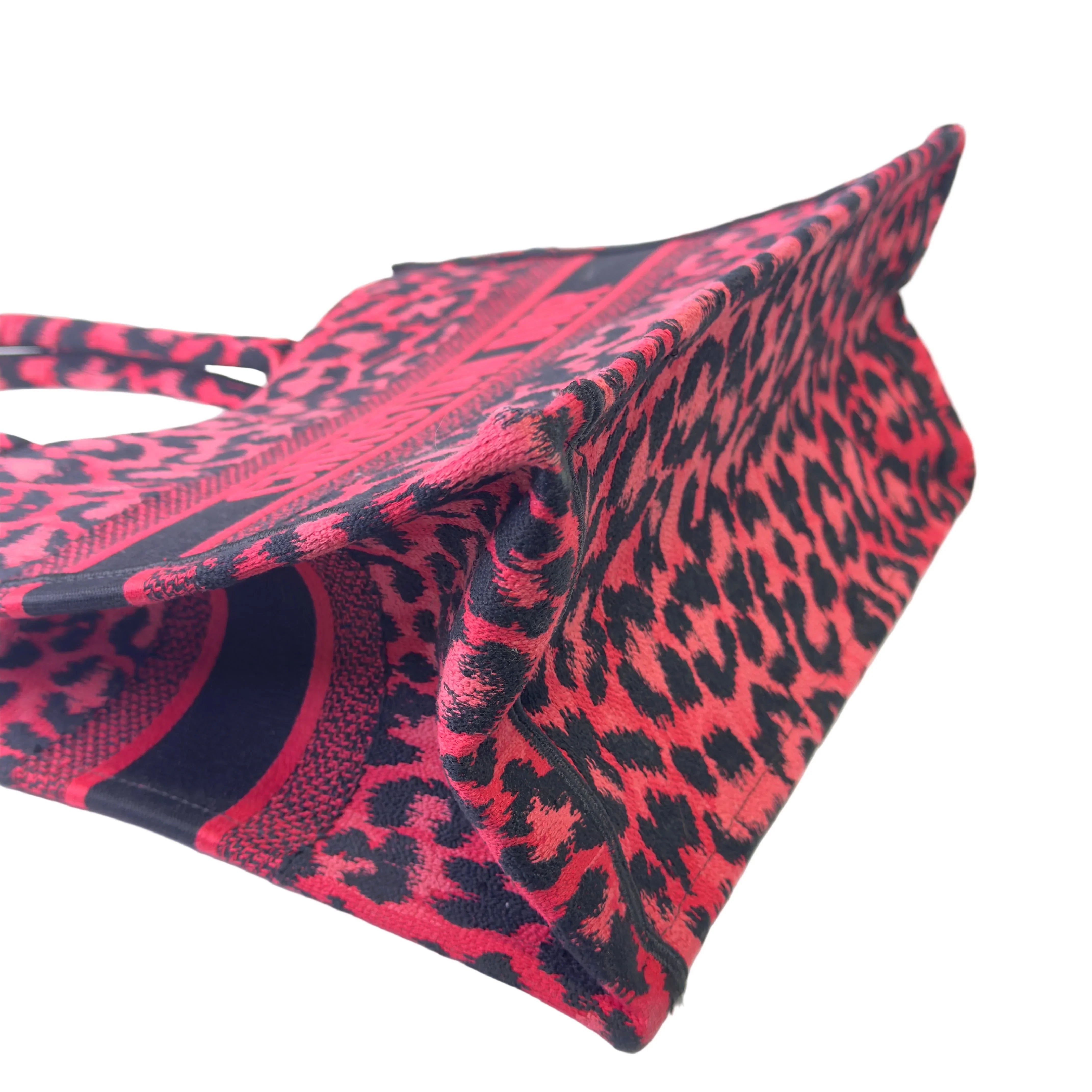 Dior Book Tote Medium Leopard Red - Lost Designer