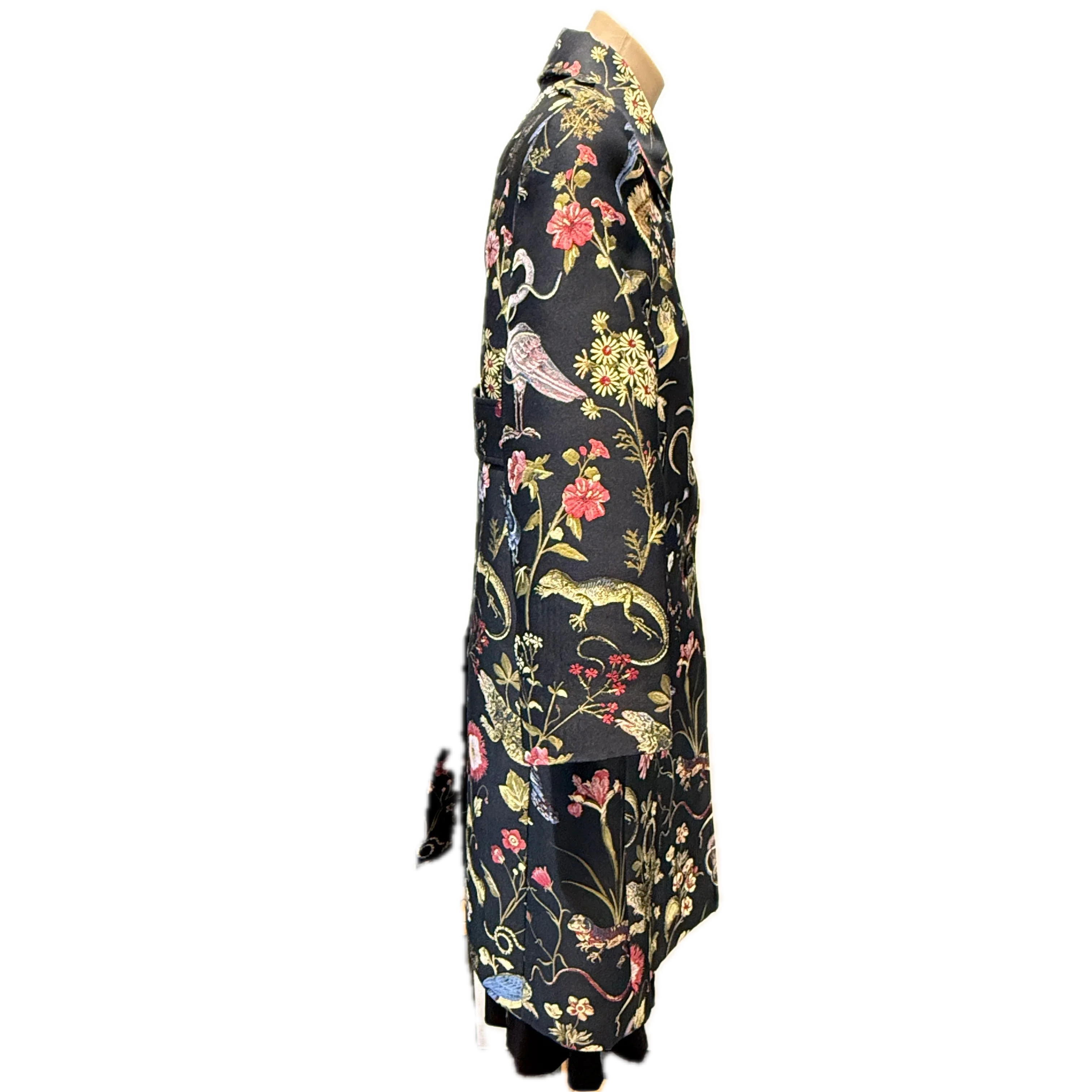 Red Valentino Bird Print Coat Jacket In Nero/rosso size 38
