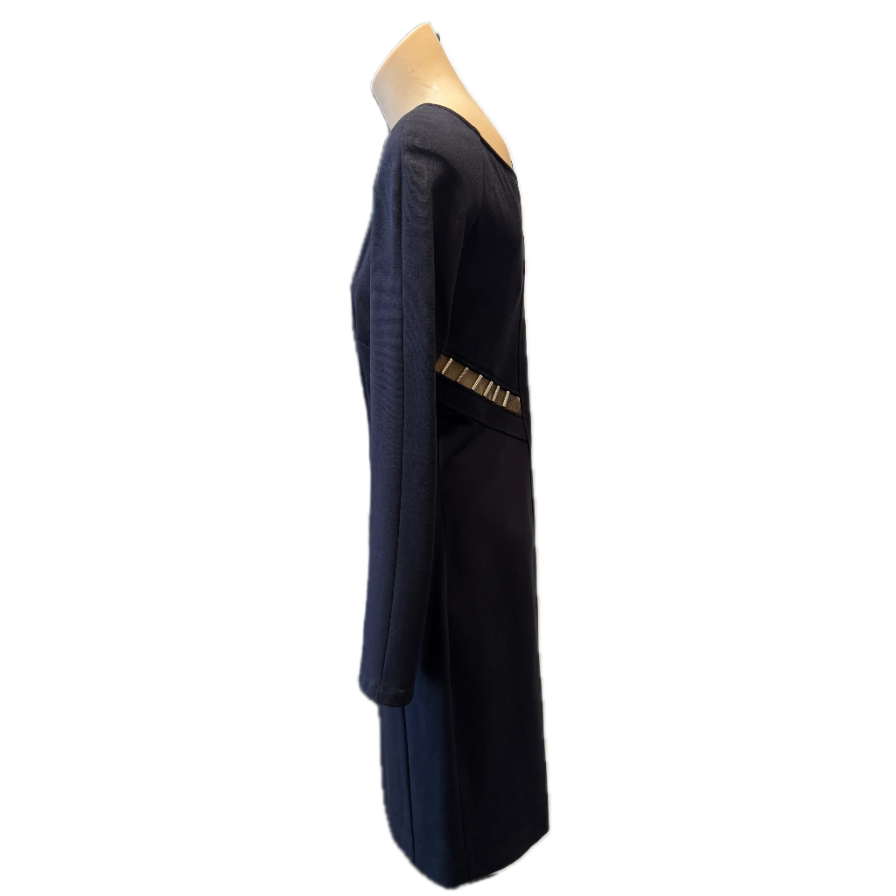 Versace Navy Long Sleeve Fitted Dress with Hardware Detail – Size 44 - Lost Designer