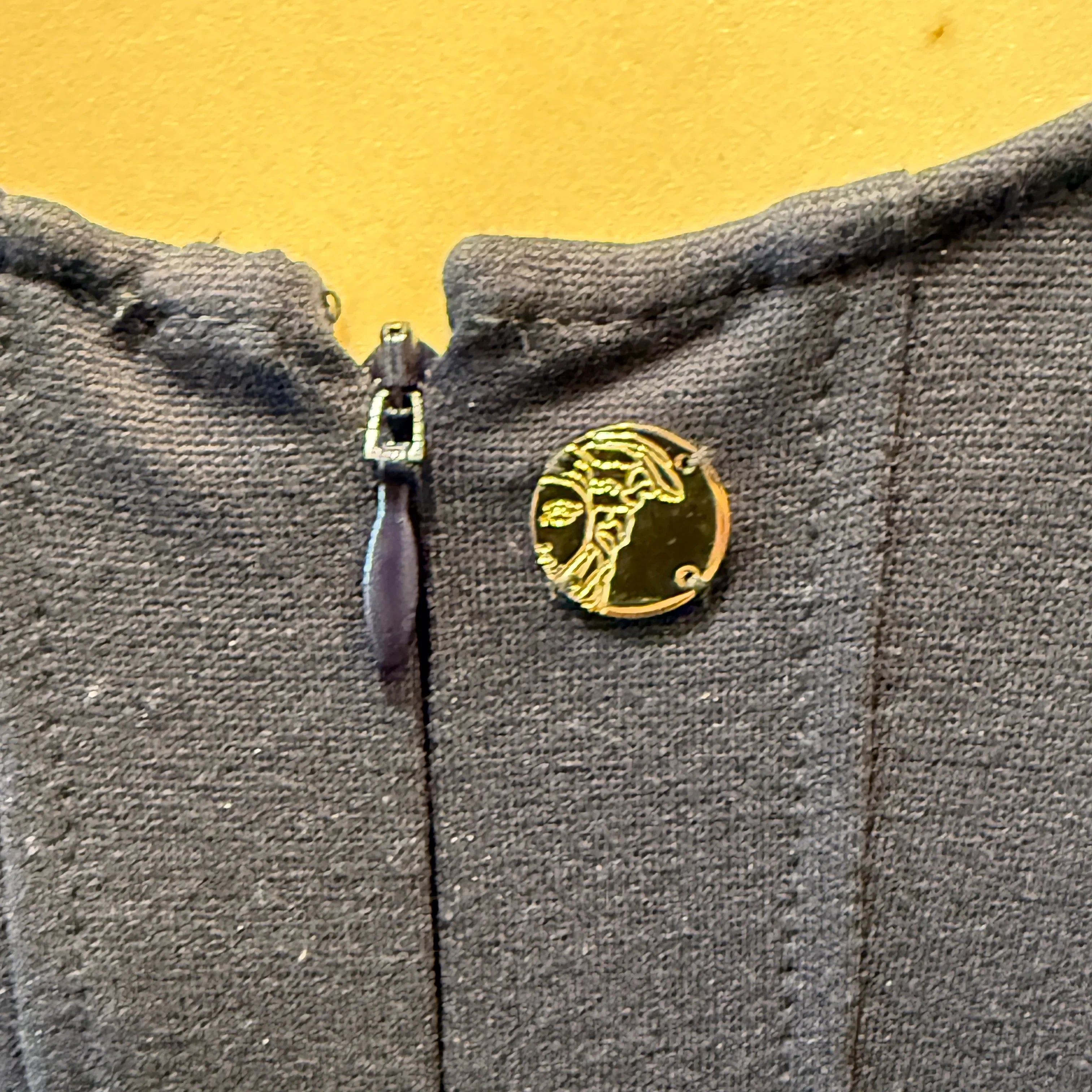 Versace Navy Long Sleeve Fitted Dress with Hardware Detail – Size 44 - Lost Designer