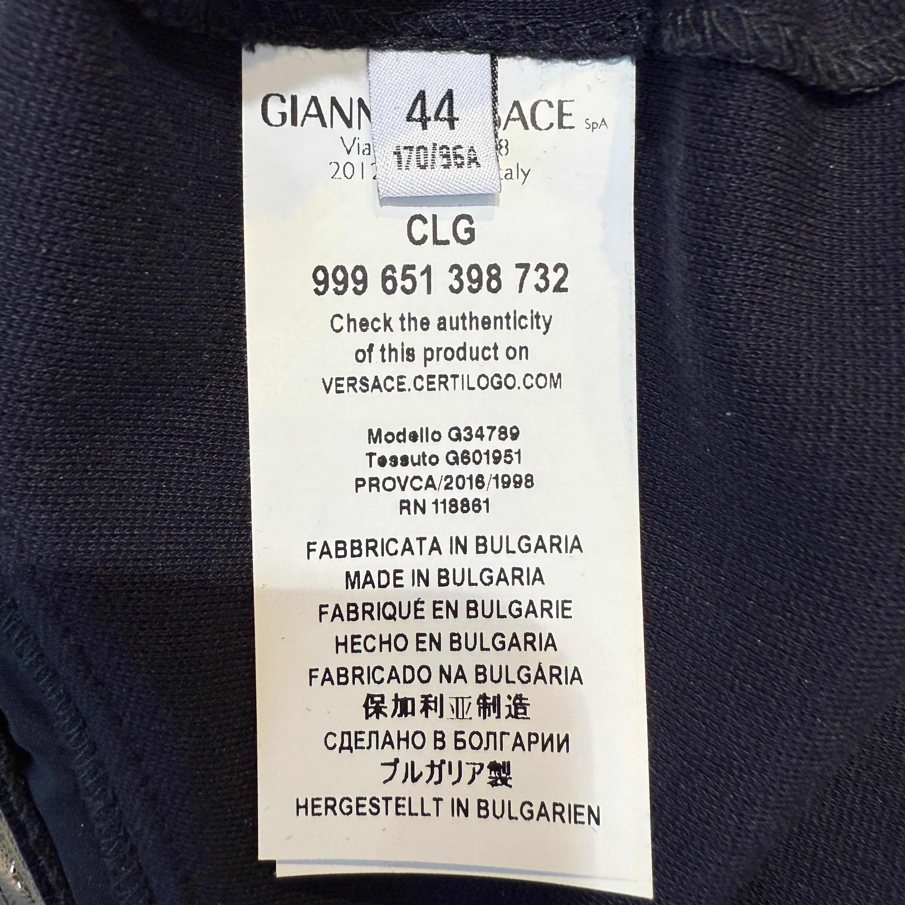 Versace Navy Long Sleeve Fitted Dress with Hardware Detail – Size 44 - Lost Designer